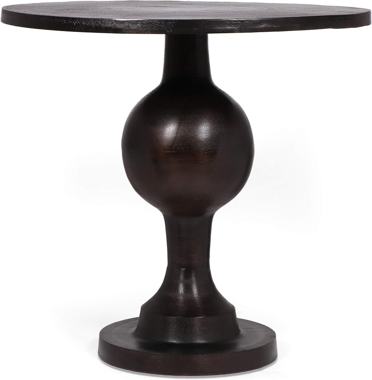 Vintage Raw Bronze Aluminum Round Pedestal Dining Table