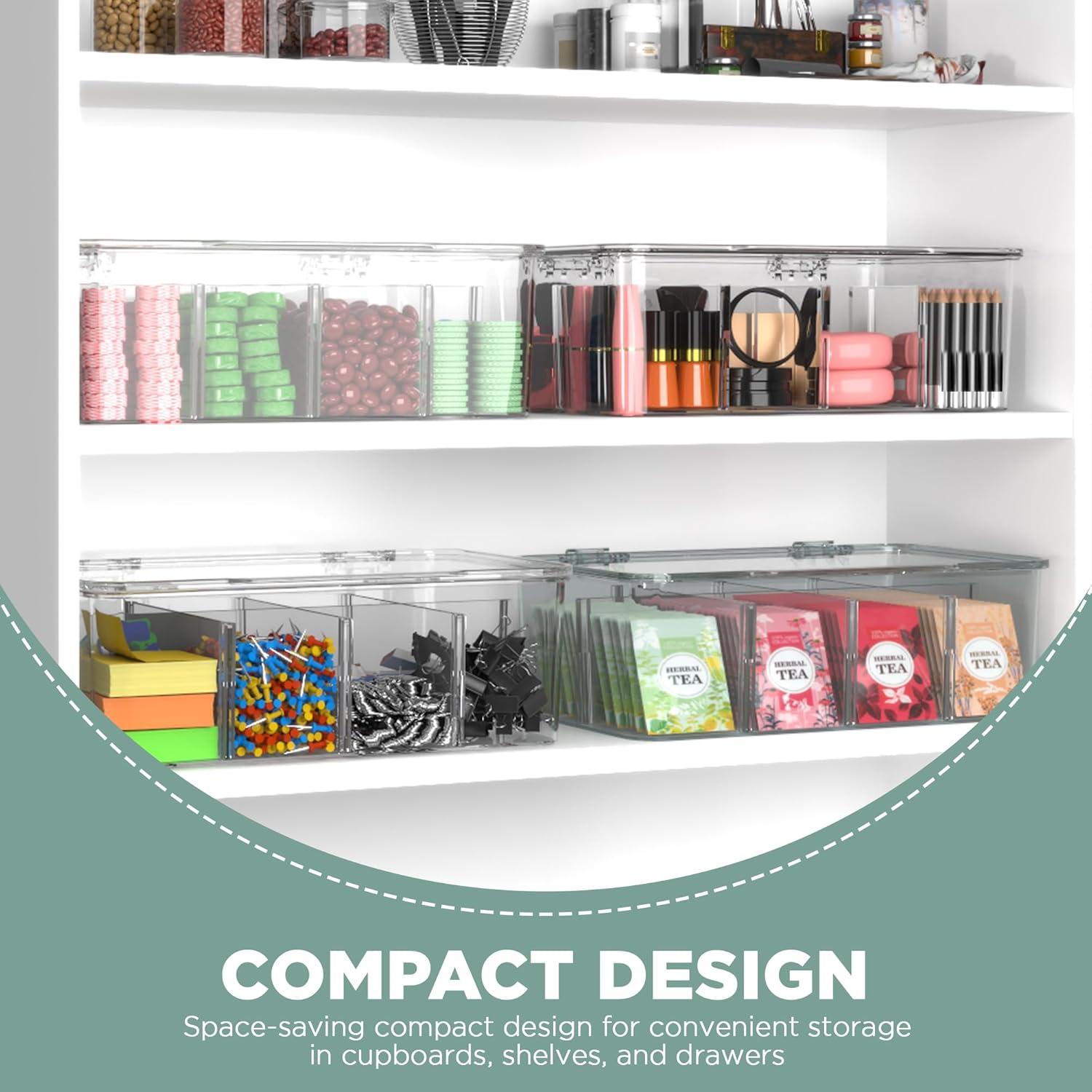 Utopia Home 2 Pack Tea Bag Organizer - Stackable Tea Bag Storage Organizer with Lid - Tea bag holder For Kitchen Organizers and Storage, Multi-Functional Kitchen Organizer, Home organizer (Clear)