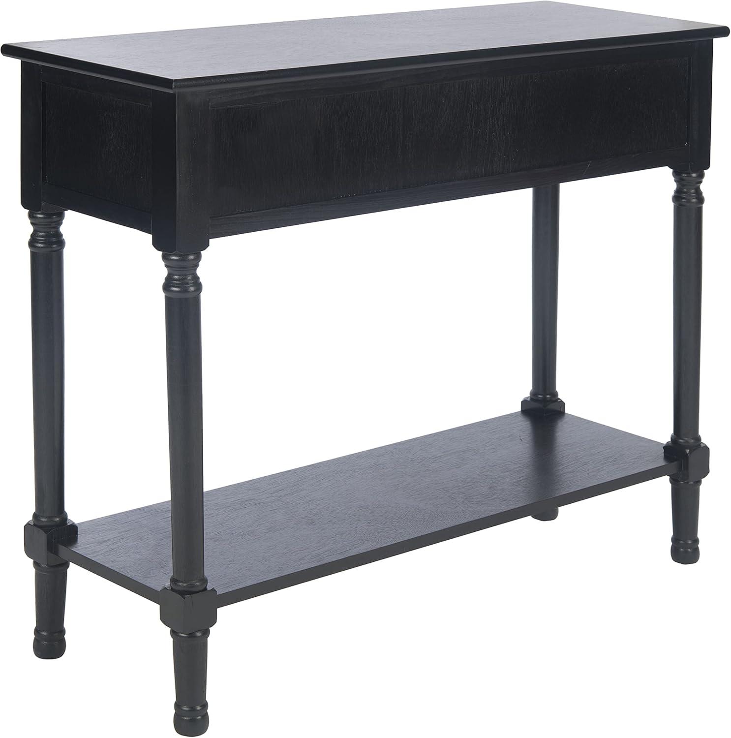 Allura Black Wood and Metal Console Table with Storage