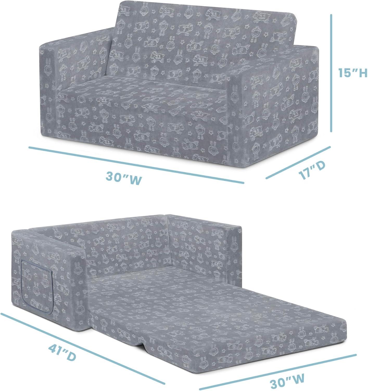 Serta Perfect Sleeper Extra Wide Comfy 2-in-1 Convertible Sofa to Lounger - Gray