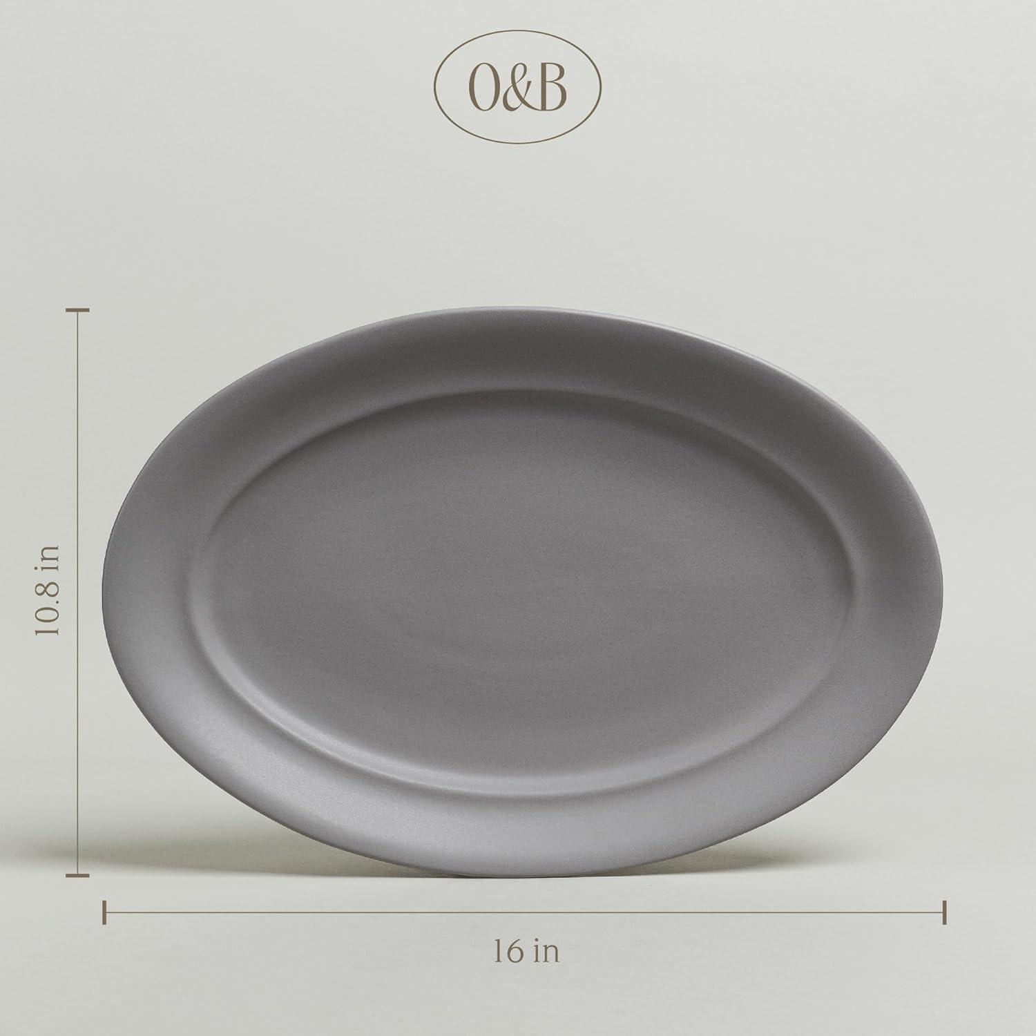 over&back Rimmed Oval Serving Platter - Semi - Perfect for Tabletop & Décor