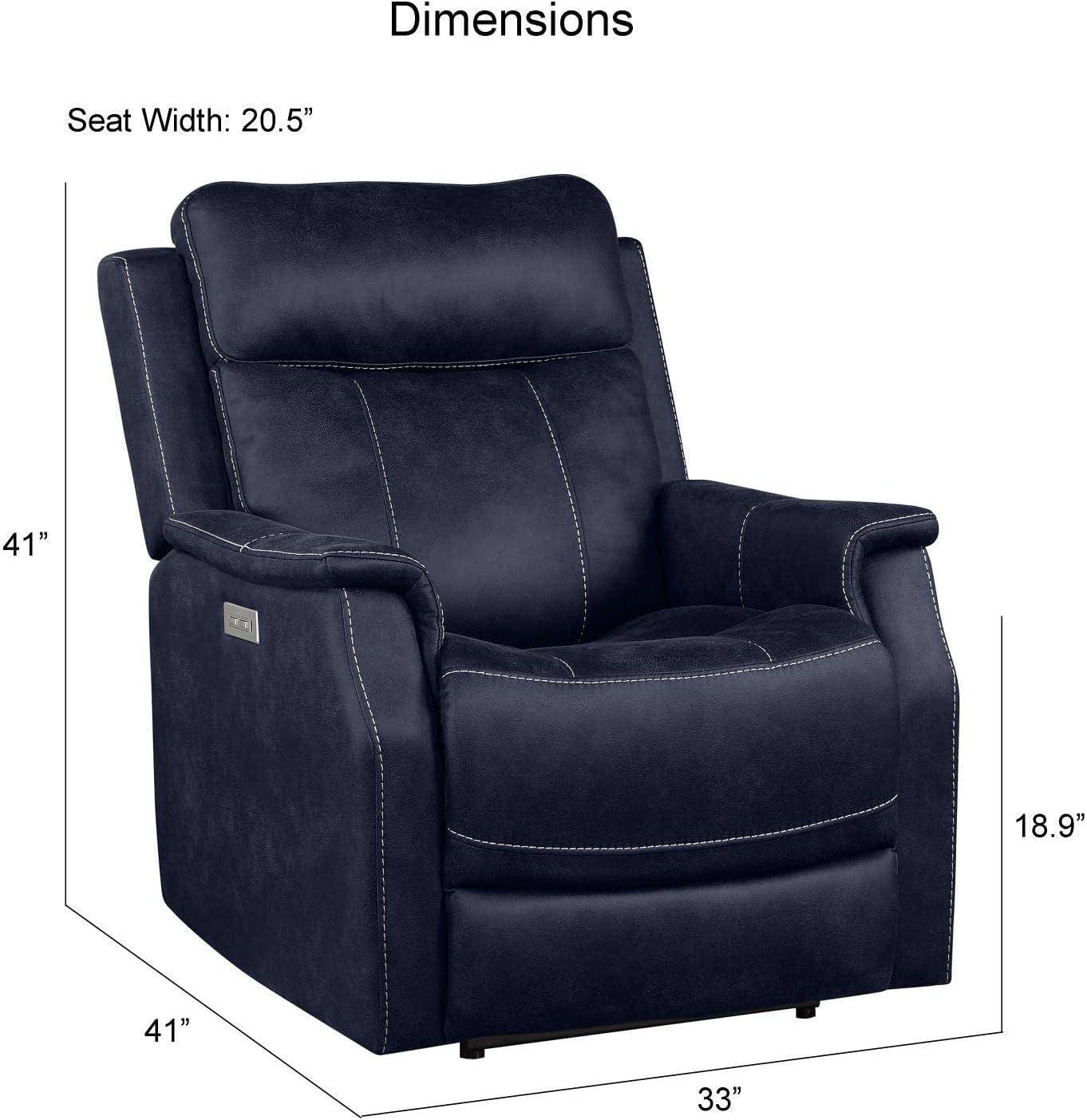 Single Seat Recliner Lounge Chair with USB Port, Fabric Upholstered Arm Chair with Retractable Footrest and Pillow, Comfy Single Sofa Accent Chair for Bedroom Living Room