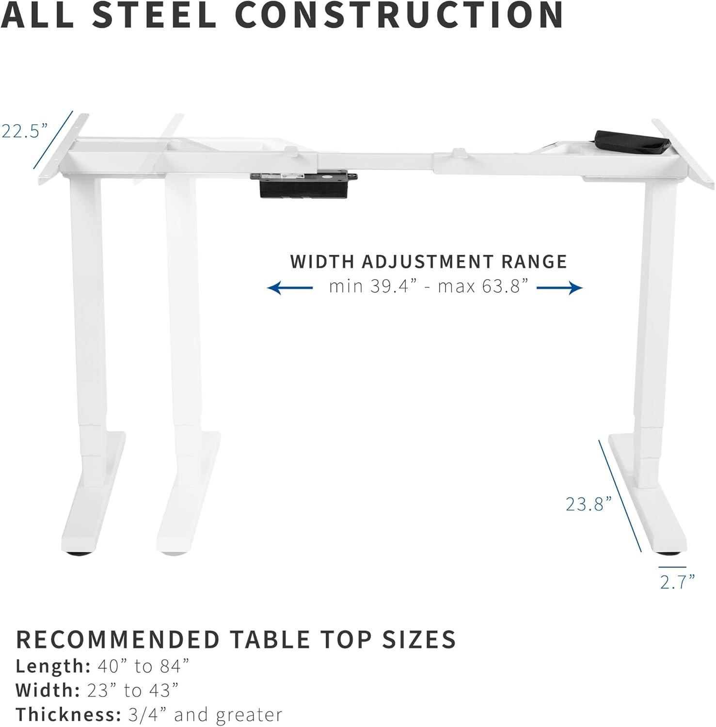 Elegant White Electric Adjustable Standing Desk Frame, Dual Motor