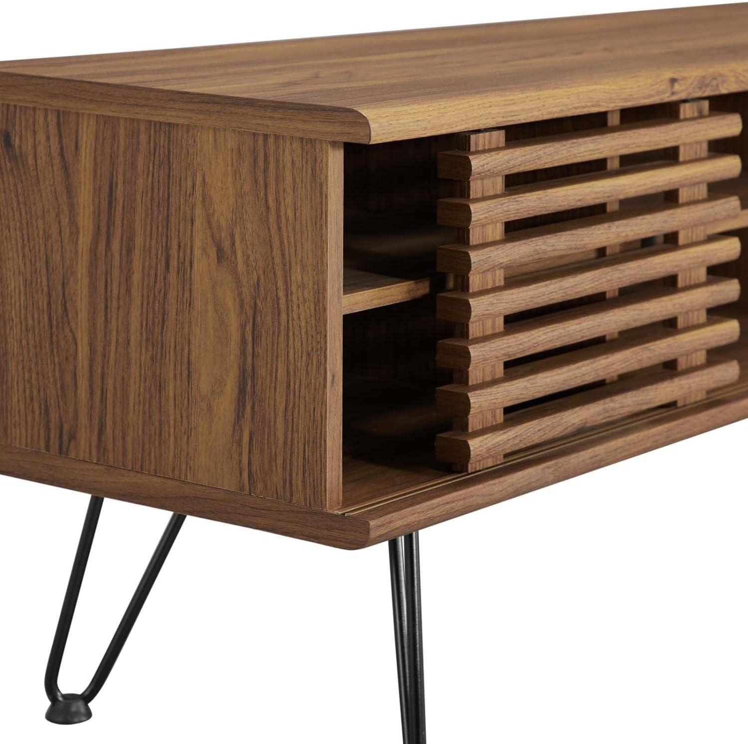 Render 59" Walnut Grain Media Console with Hairpin Legs