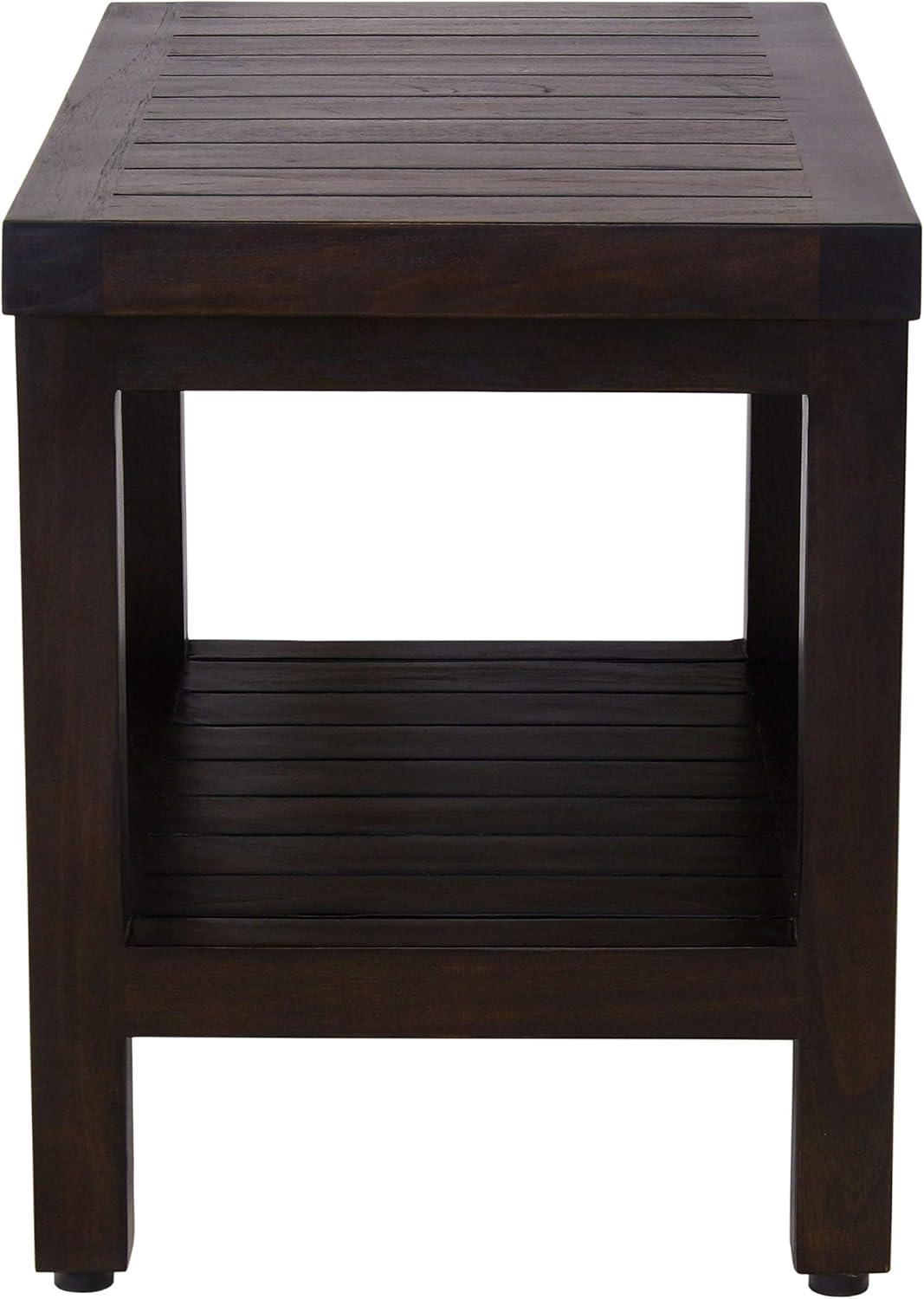 24" Spa™ Mocha Teak Shower Bench with Shelf