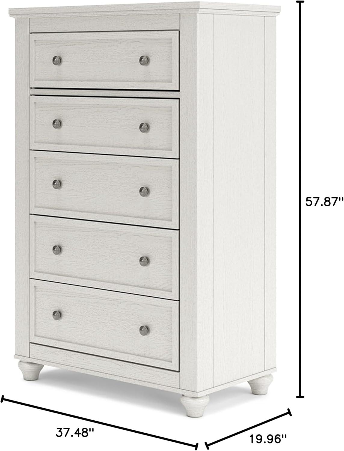 White Traditional Cottage 5-Drawer Chest