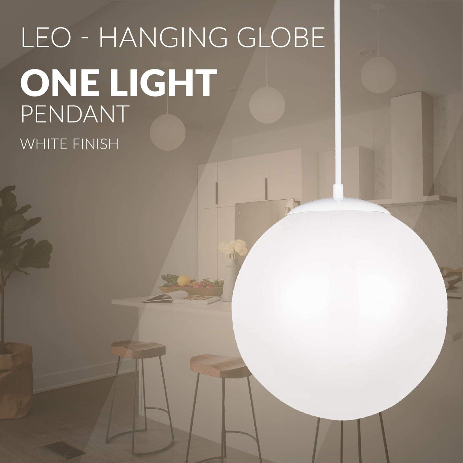 Elegant White Globe Pendant Light with Smooth Glass Diffuser