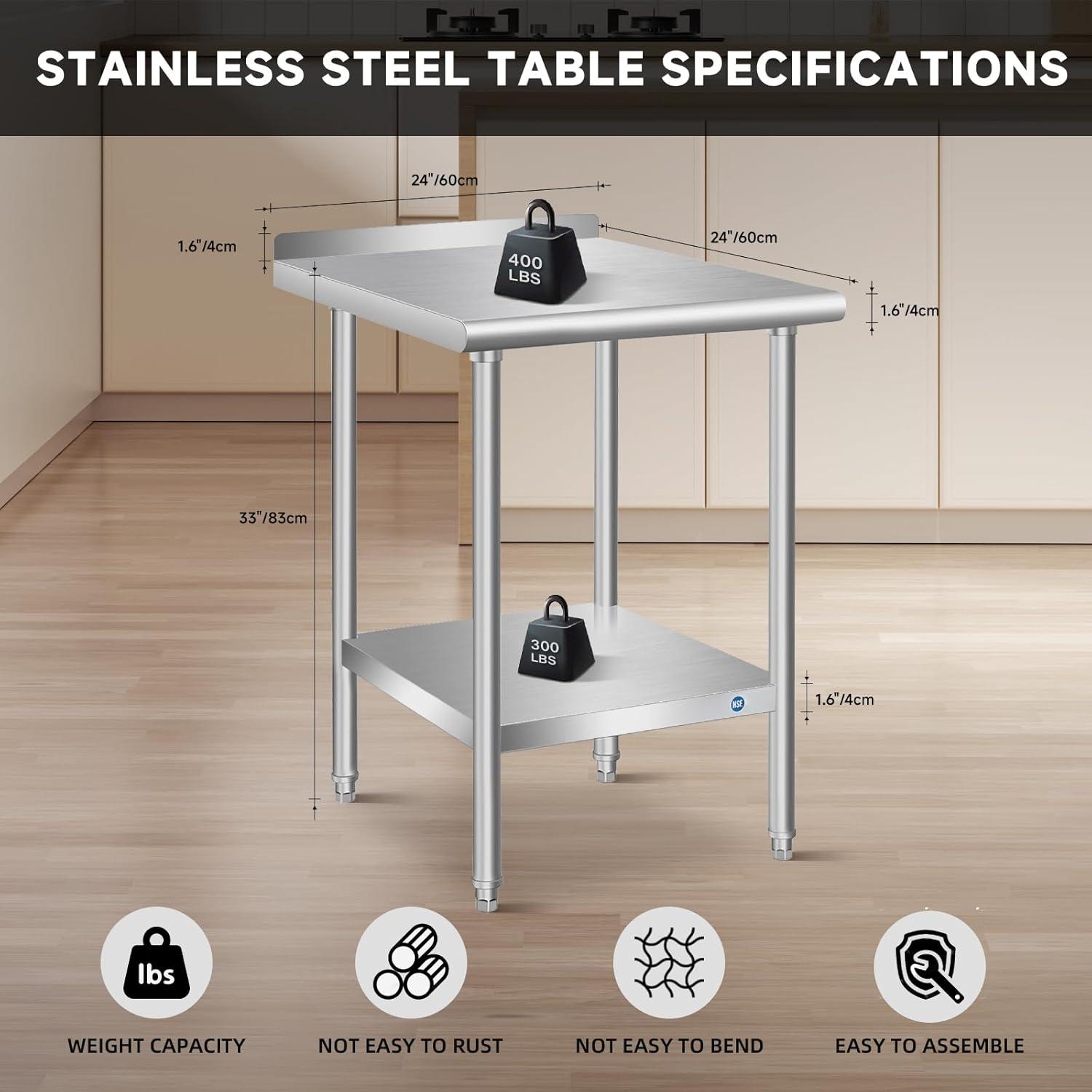GRIDMANN NSF Stainless Steel Commercial Prep Table By GRIDMANN