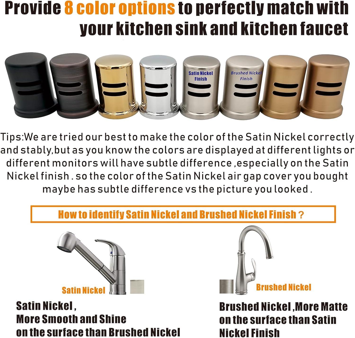 Thrifco 4405742 Kitchen Dishwasher Air Gap Cap (Flanged) - Satin Nickel Finish Brass