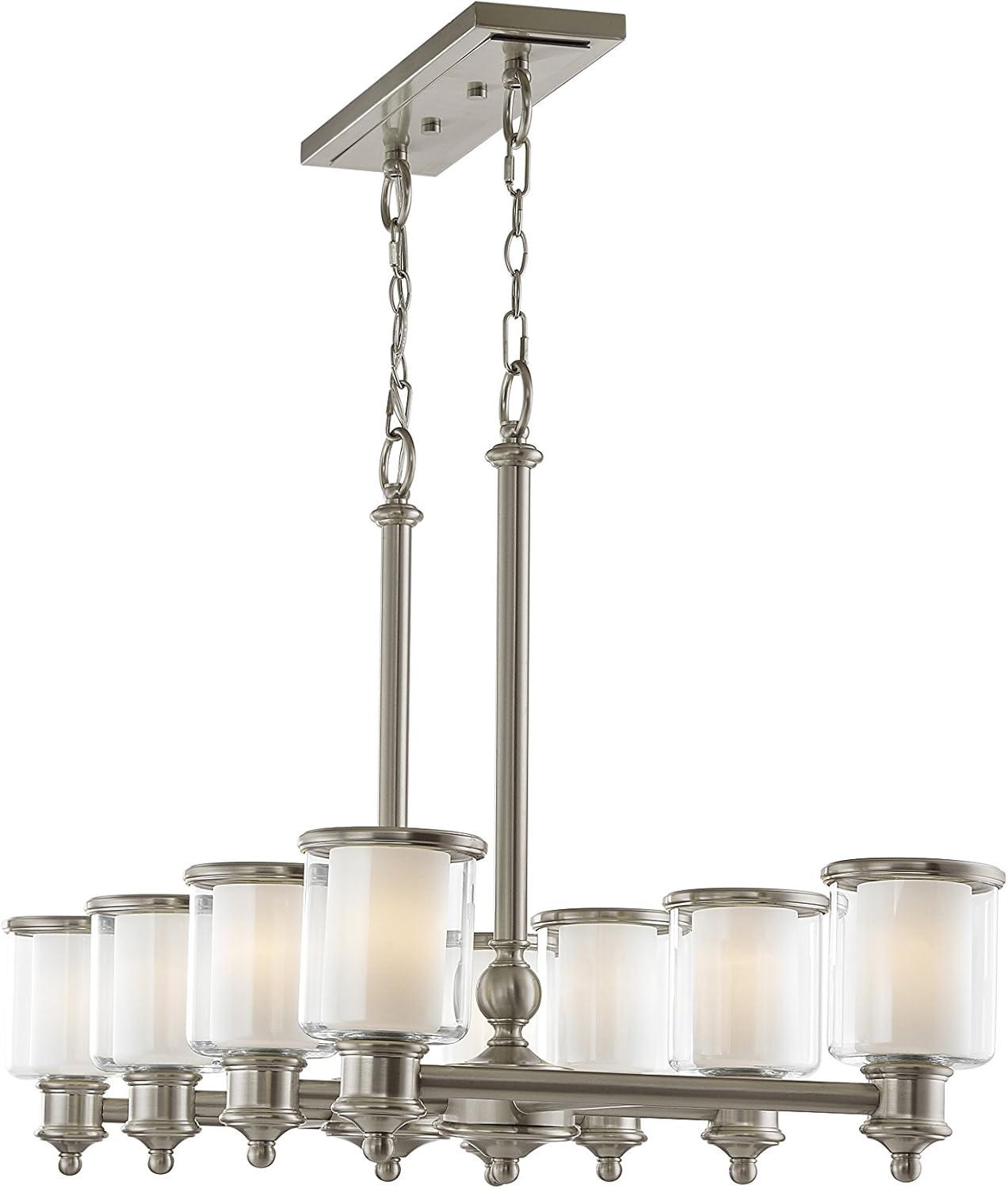 Livex Lighting 40208-91 Transitional Eight Light Linear Chandelier from Middlebush Collection in Pwt, Nckl, B/S, Slvr. Finish, 41.75 inches, 24.50x41.75x20.00, Brushed Nickel