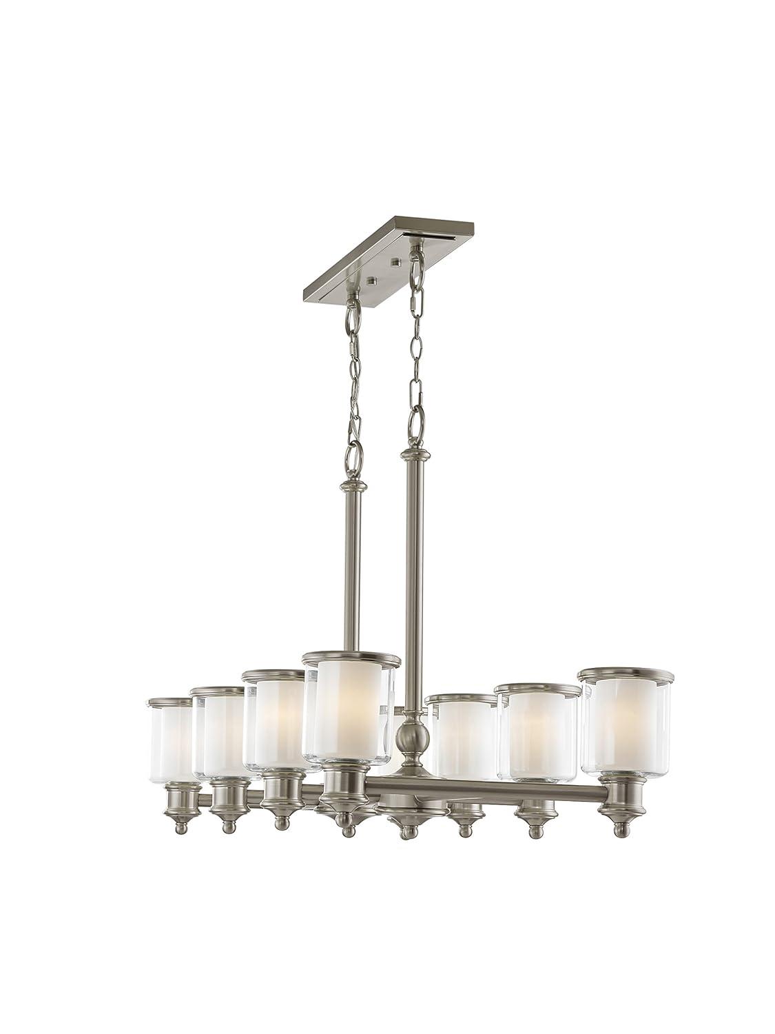 Livex Lighting 40208-91 Transitional Eight Light Linear Chandelier from Middlebush Collection in Pwt, Nckl, B/S, Slvr. Finish, 41.75 inches, 24.50x41.75x20.00, Brushed Nickel