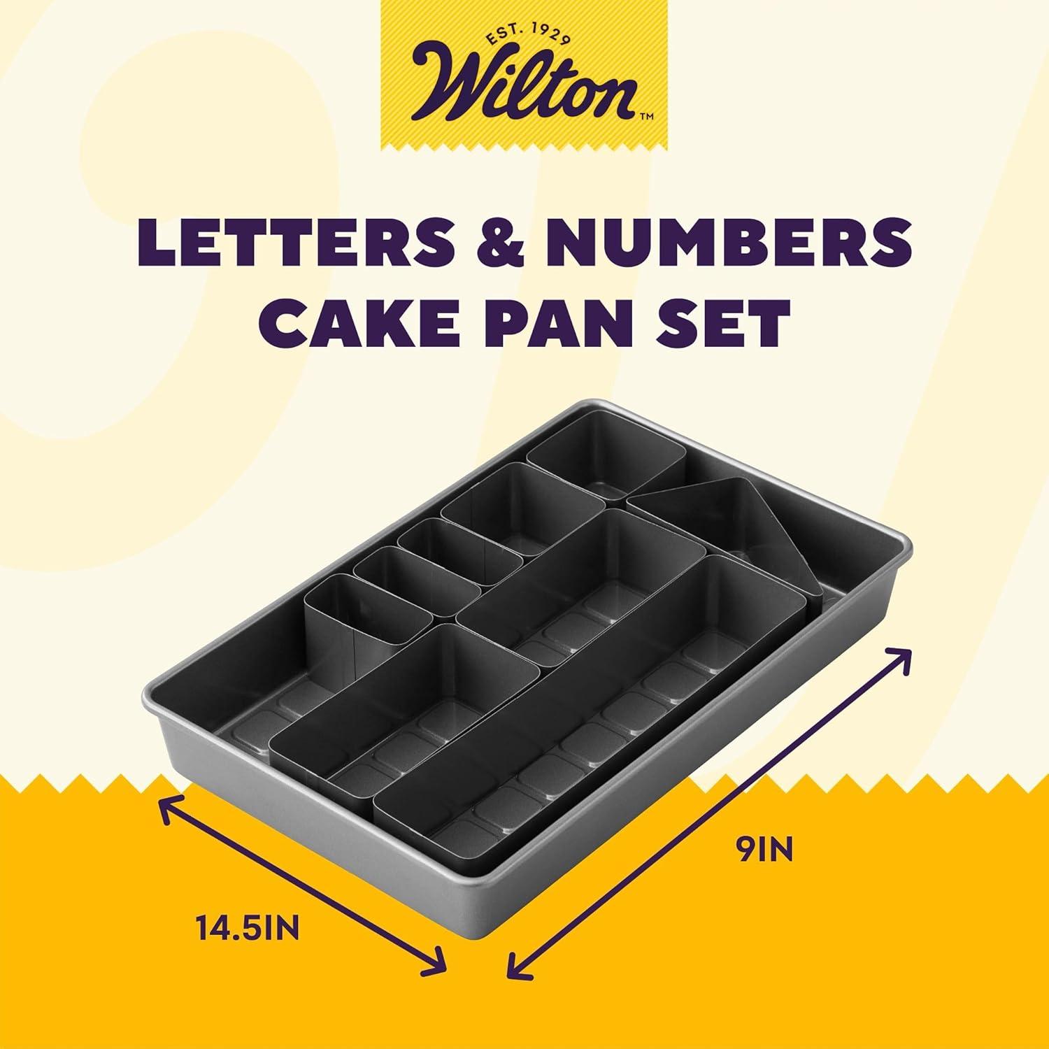 Wilton Letters and Numbers Adjustable Nonstick Cake Pan Set, 10-Piece Set