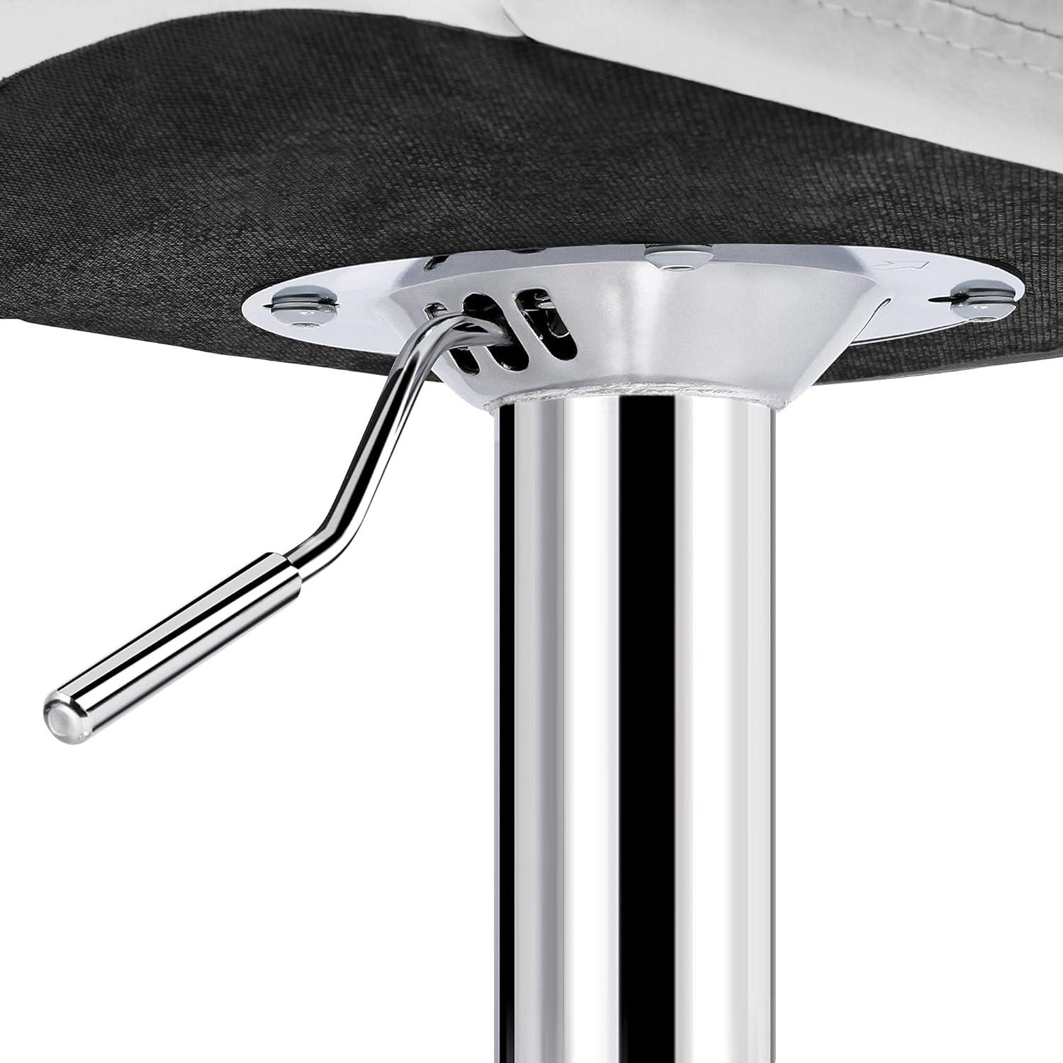 Yaheetech Barstools Set of 2, PU Leather Counter Stools Bar Chairs with Backrest, Height Adjustable Swivel Tall Chairs for Home Bar Kitchen Island, White