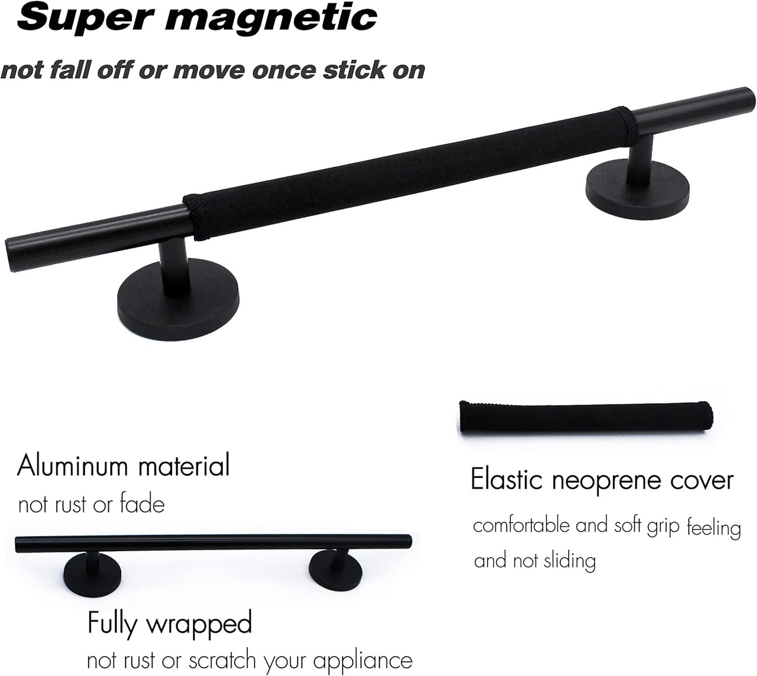 Magnetic Refrigerator Door Handle with Cover, Fridge Pull Handle Replacement Keep Appliance Clean from Fingerprints Liquid Oil Food Stain for Metal Machine Door - 1Pack Black