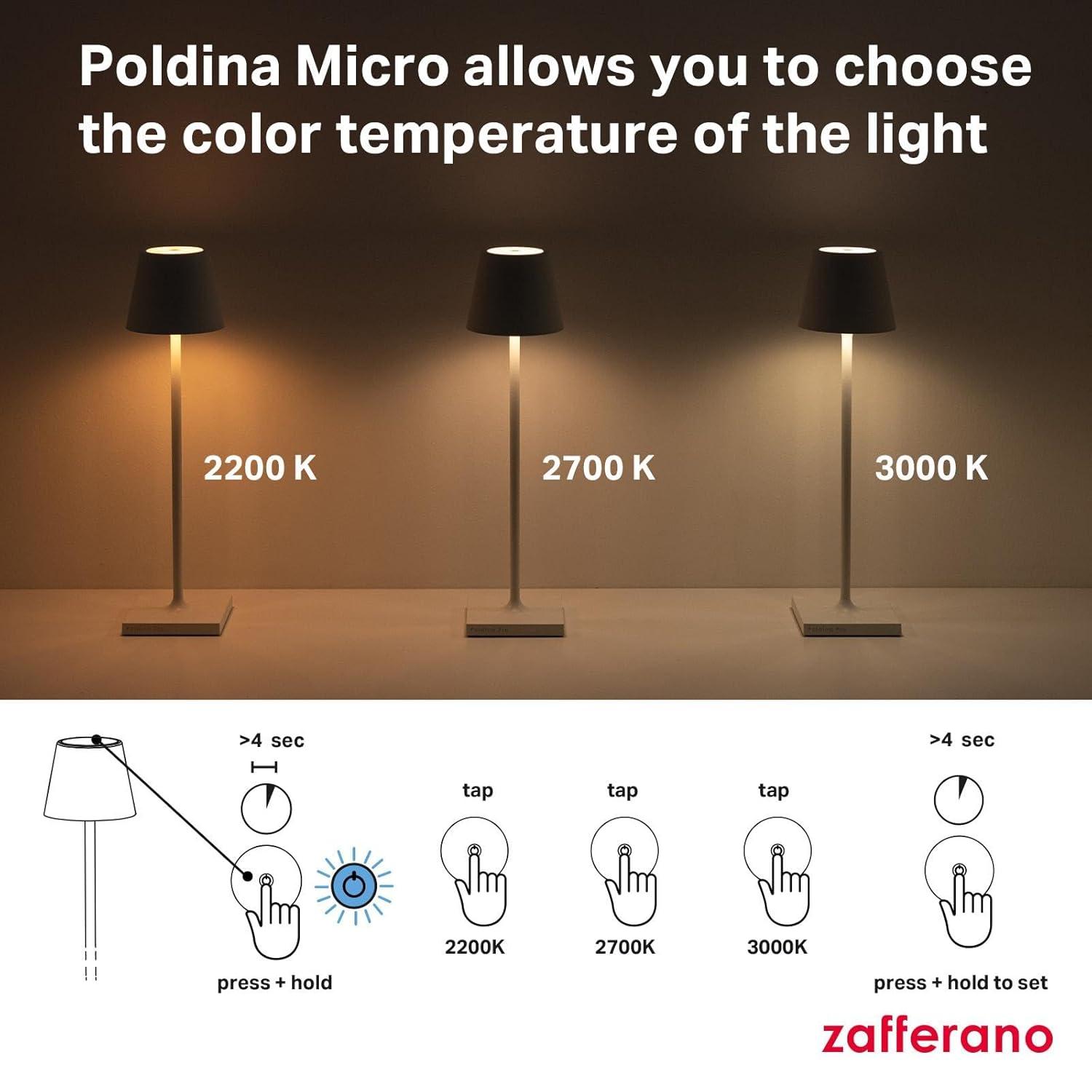 Dark Grey Cordless Touch LED Table Lamp