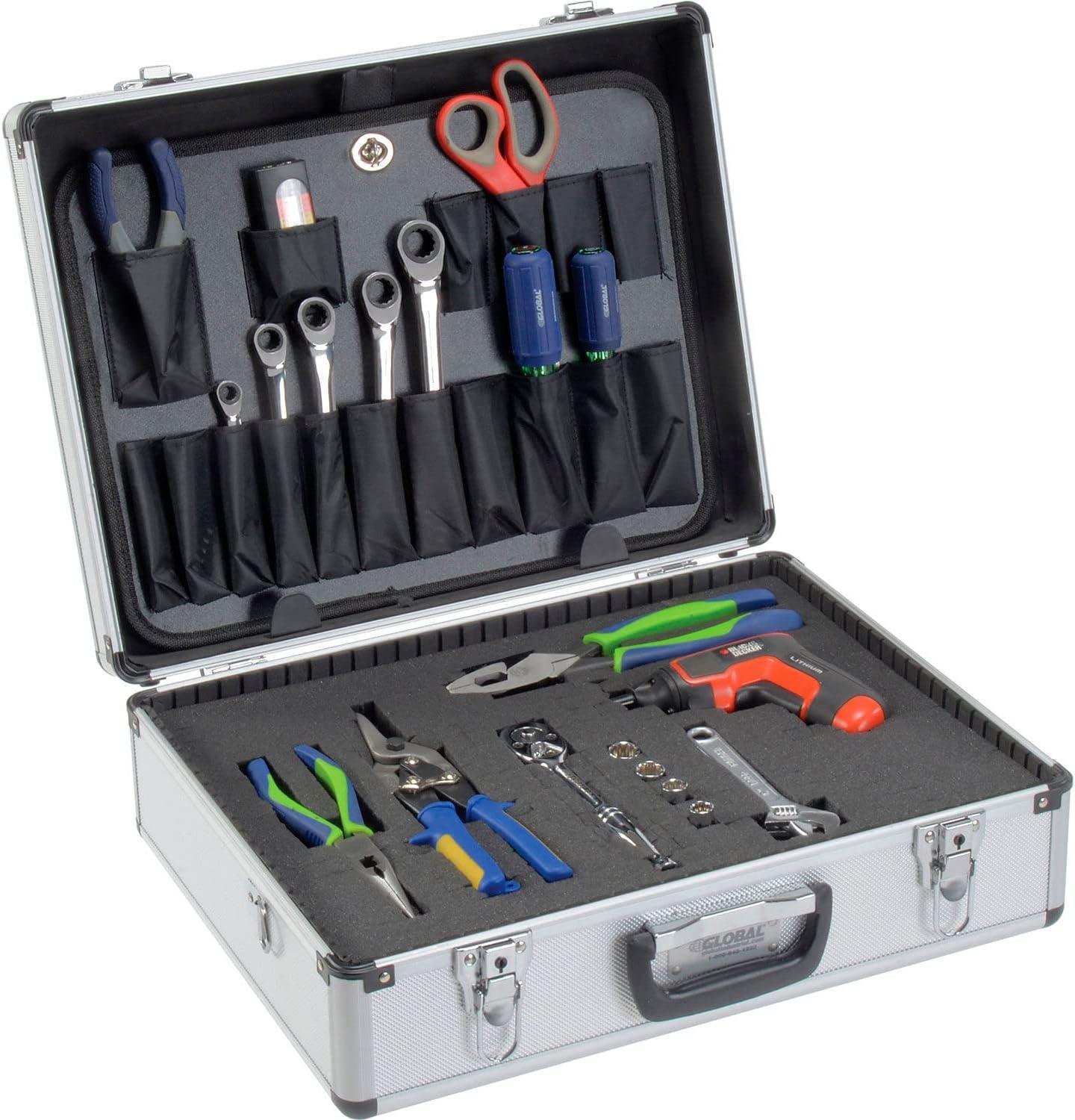 Silver Aluminum Tool Case with Foam and Dividers, 18" x 14" x 6"