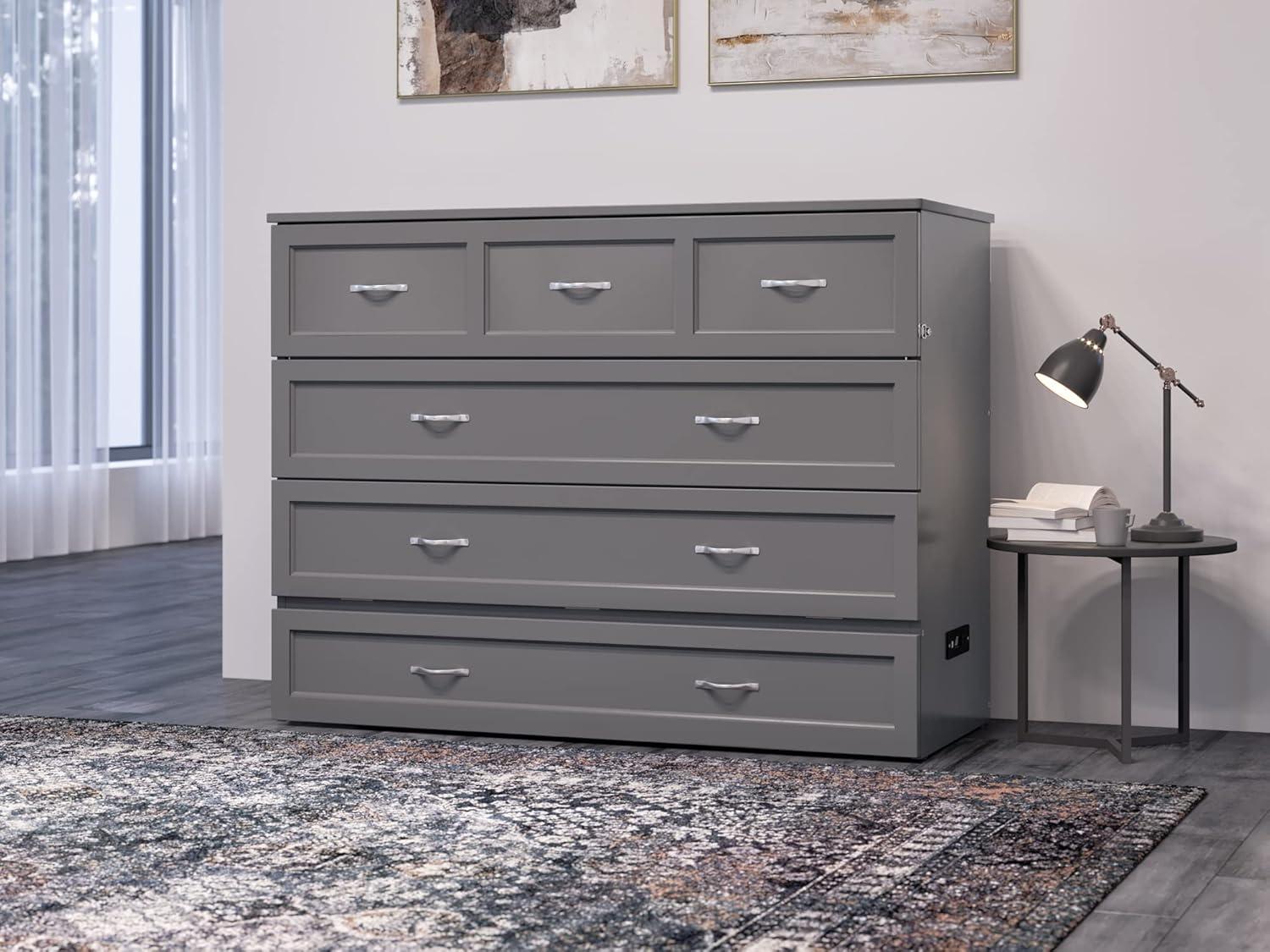 AFI Northfield Grey Full Solid Wood Murphy Bed Chest