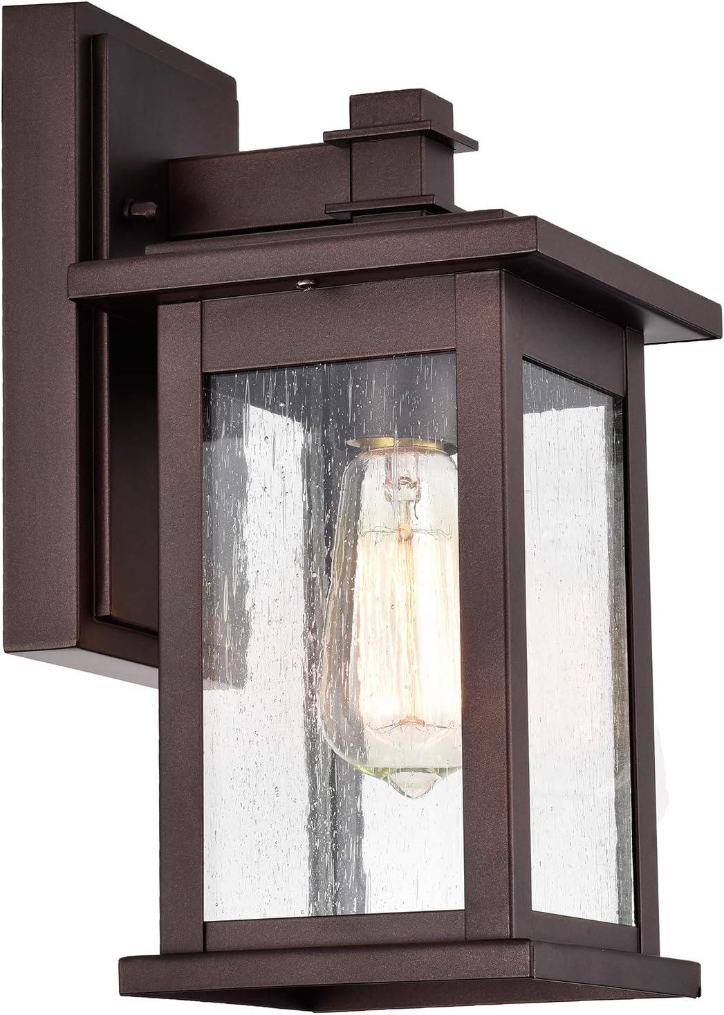 Oil Rubbed Bronze 12" Outdoor Wall Lantern with Seedy Glass