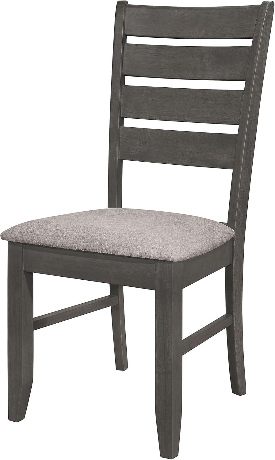 Dark Gray Upholstered Ladderback Wood Side Chair Set