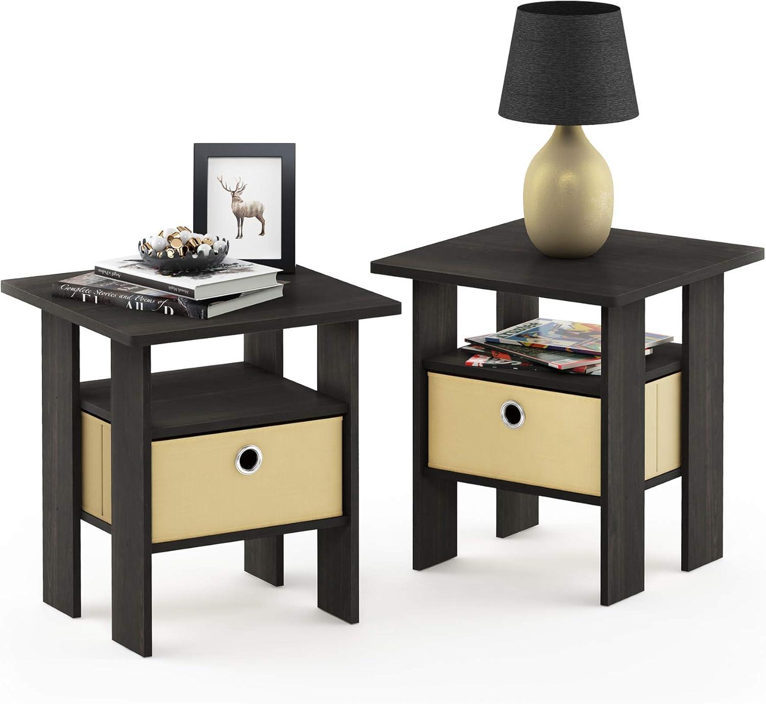 Espresso Engineered Wood Contemporary End Table with Drawer