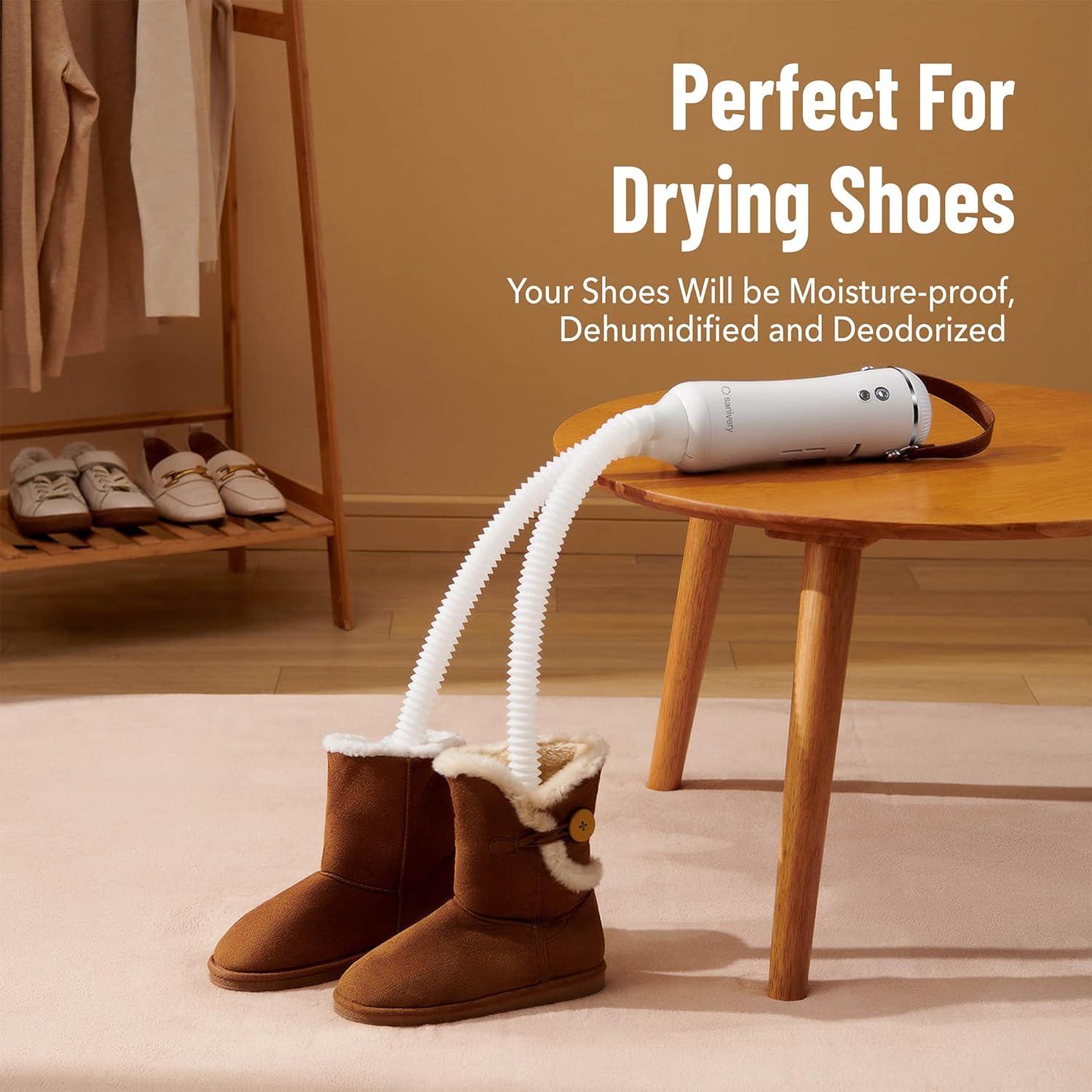 MASTER CRAFT WINDOW AND DOOR Electric Portable Dryer For Clothes - Mini Clothes Dryer With Shoe Drying Attachment, Foldable Drying Rack, Super-Quiet Motor, Timers Automatically Shutdown - Compact Travel Dryers For RV And Apartments