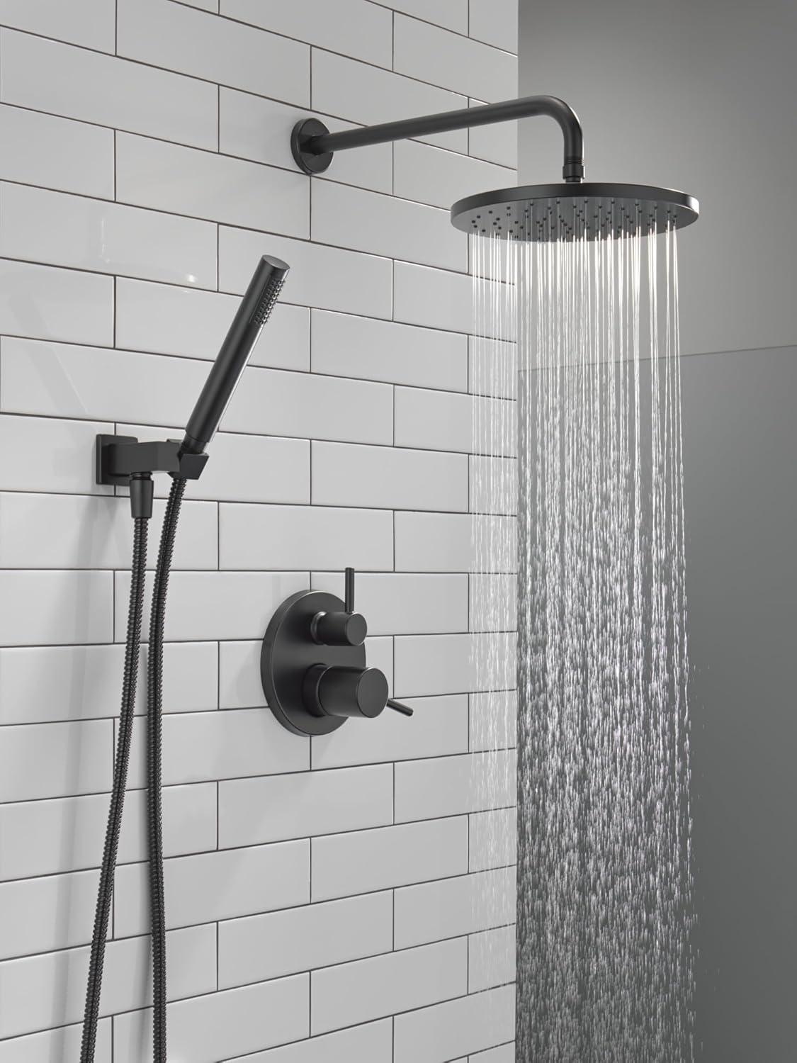 Modern Raincan Round Shower System, Rain Shower Head with Handheld Spray, Shower Faucet Set