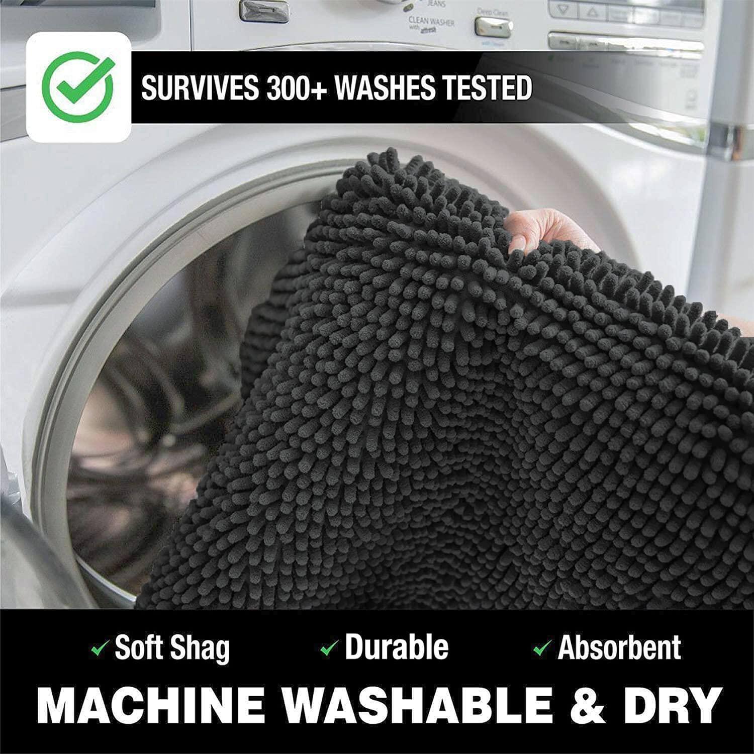 LuxUrux Soft & Plush Shaggy Plum Chenille Microfiber Bath Rug, 20" x 20'', Non-Slip Backing