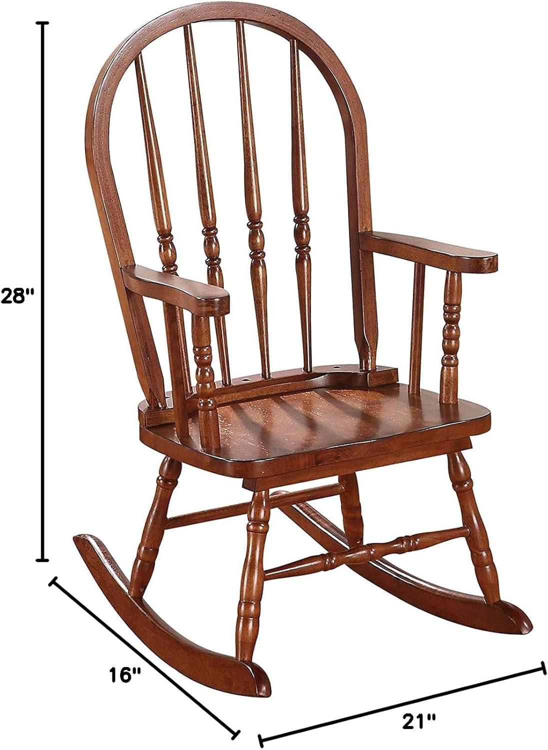 Elegant Wooden Rocking Chair Tobacco Brown - Saltoro Sherpi