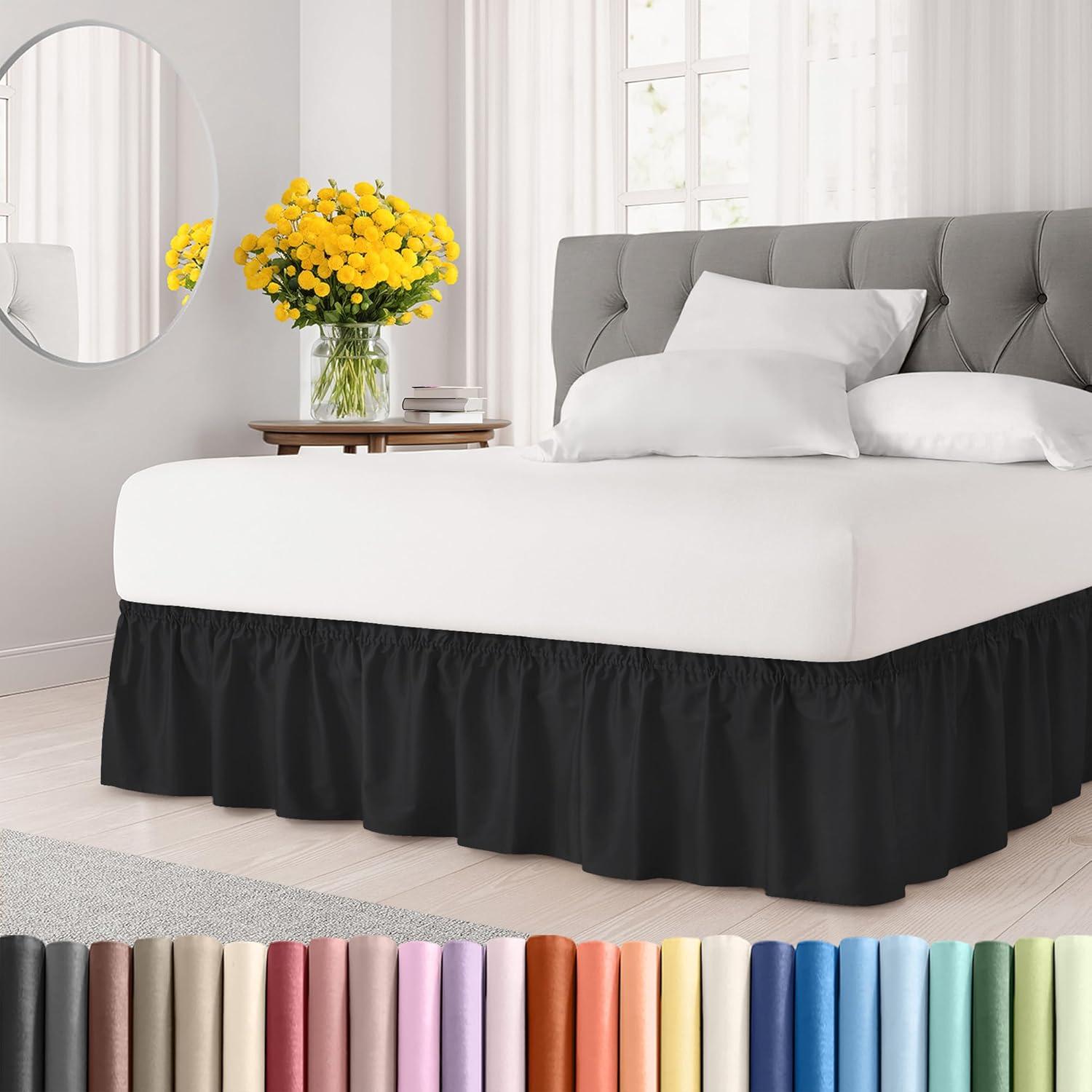 CGK Linens Ruffled Elastic Wrap Around Tailored Bed Skirt
