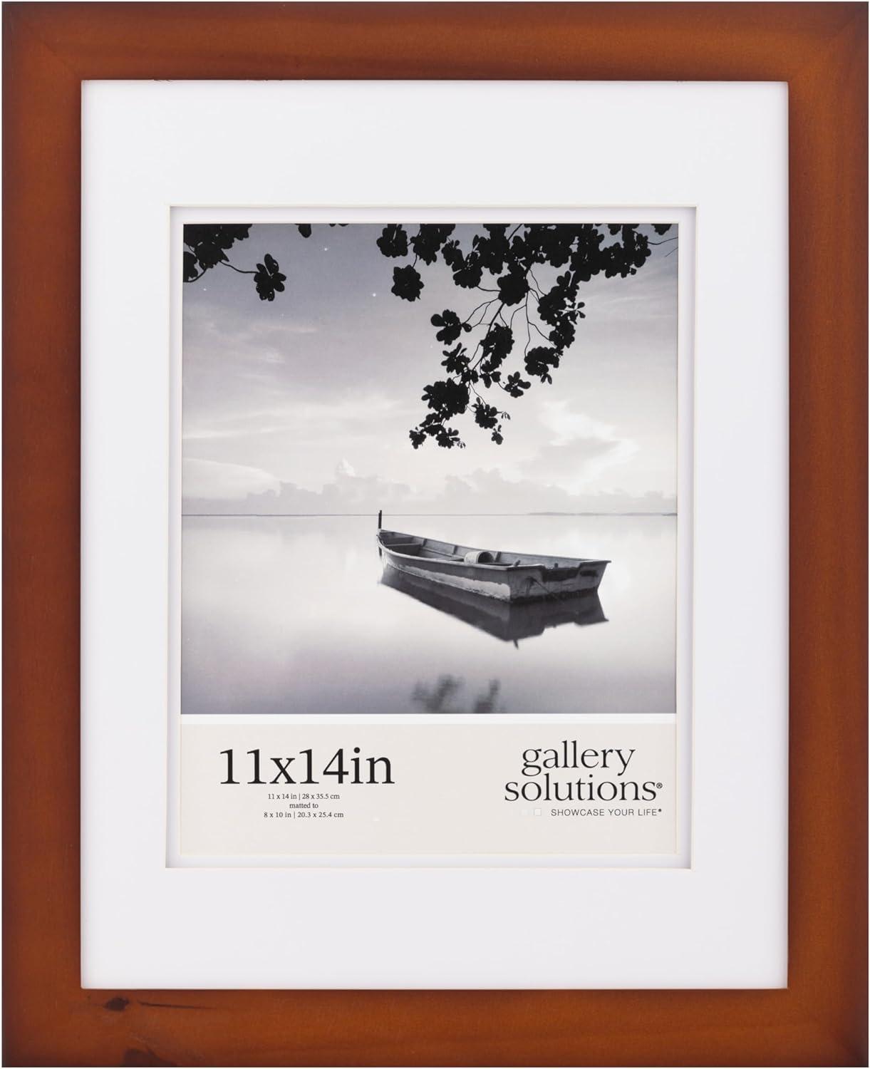 Gallery Solutions 11"x14" Flat Cherry Frame with Double White Mat, For 8"x10" Pictures