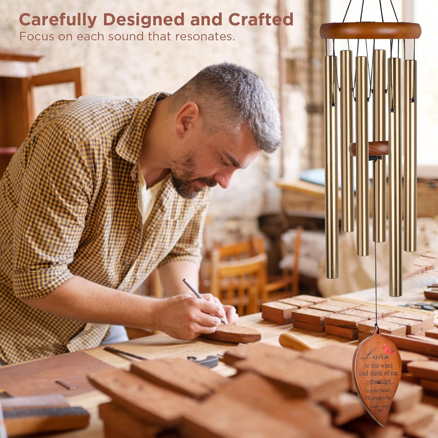 Sympathy Gifts for Loss of Loved One 32" Memorial Wind Chimes for Loss of Loved One Bereavement Condolence Gifts Sympathy Windchimes Memory Wind Chime with Memorial Card