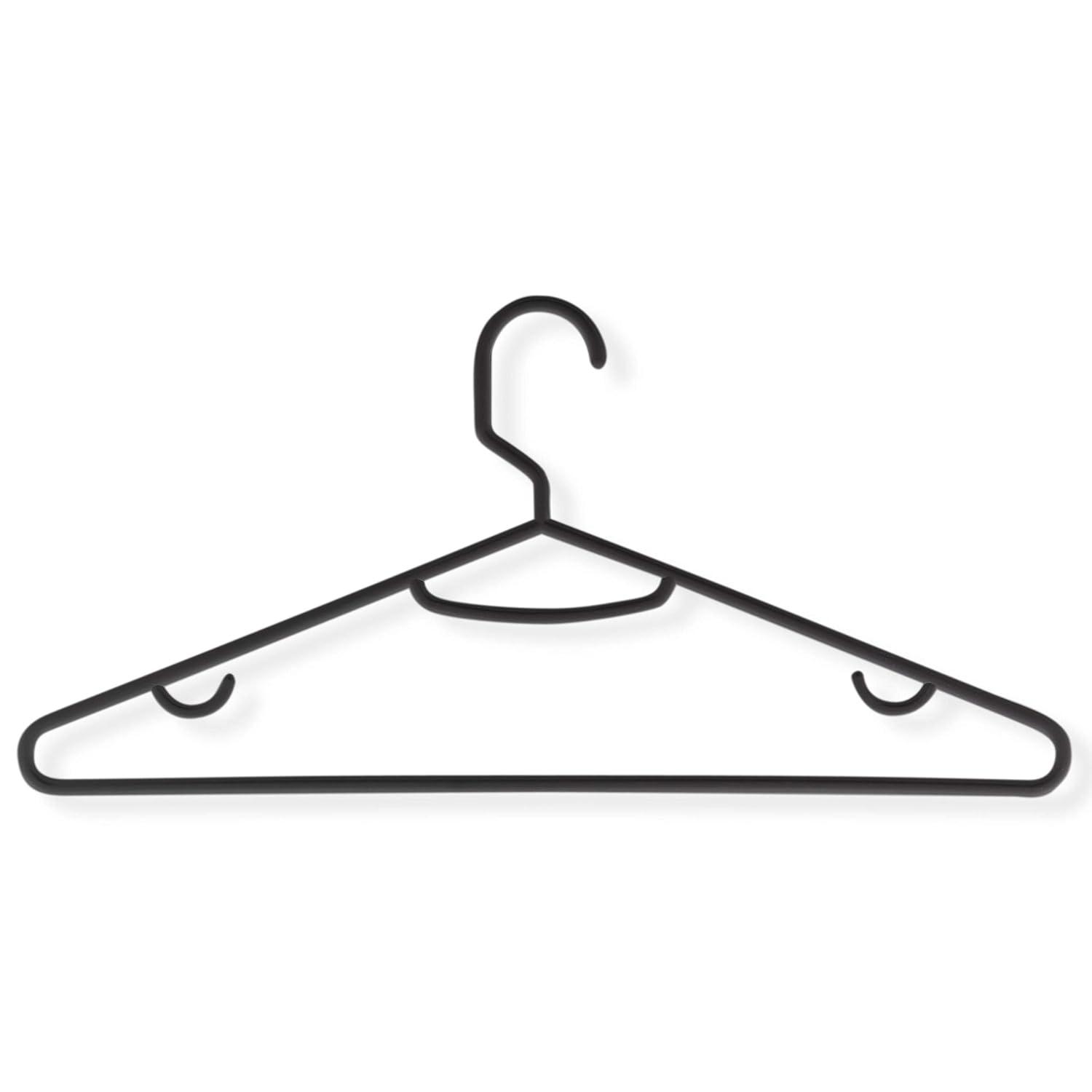 Black Recycled Plastic Hangers with Accessory Hooks, 15 Pack