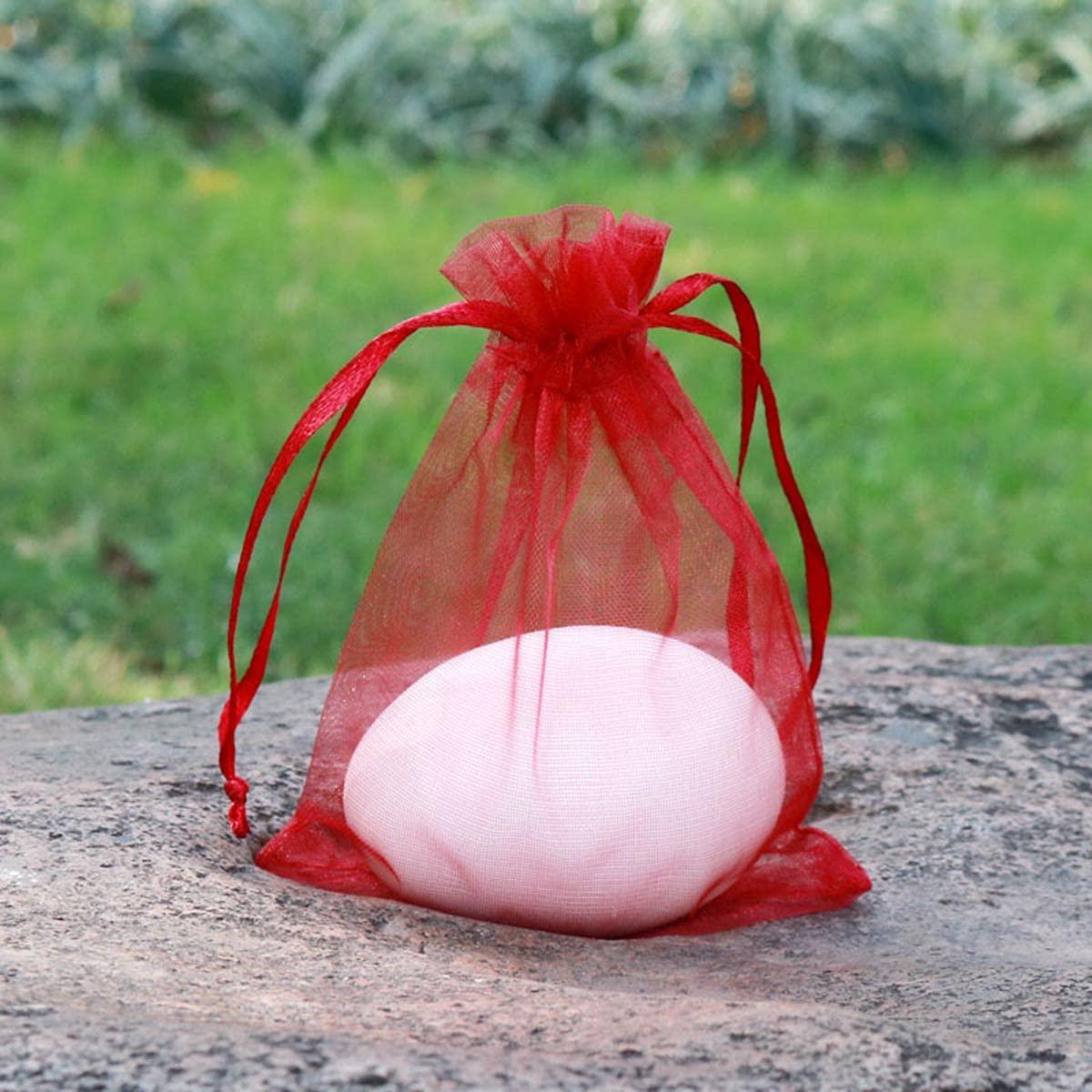 100PCS 4x6inch (10x15cm) Drawstring Organza Jewelry Favor Pouches Wedding Party Festival Gift Bags Candy Bags (Red)