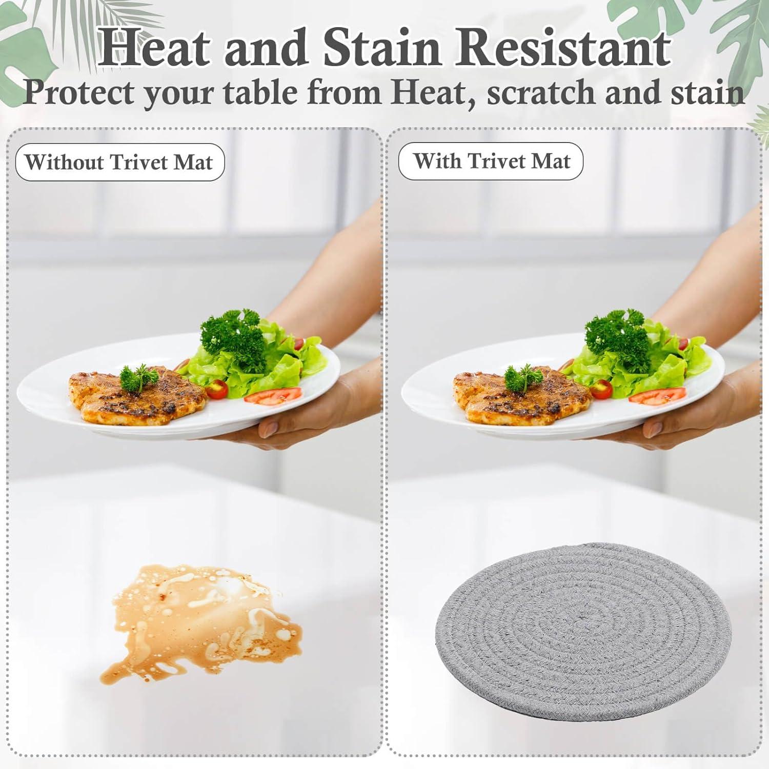 SSKDBFJG 7" Trivets for Hot Dishes, Hot pots and Pans, 4 Heat Resistant Hot Pads, Pot Holders for Kitchen, Hot Plate Mats for Kitchen Countertops, Table, Home Essentials, Farmhouse Decor