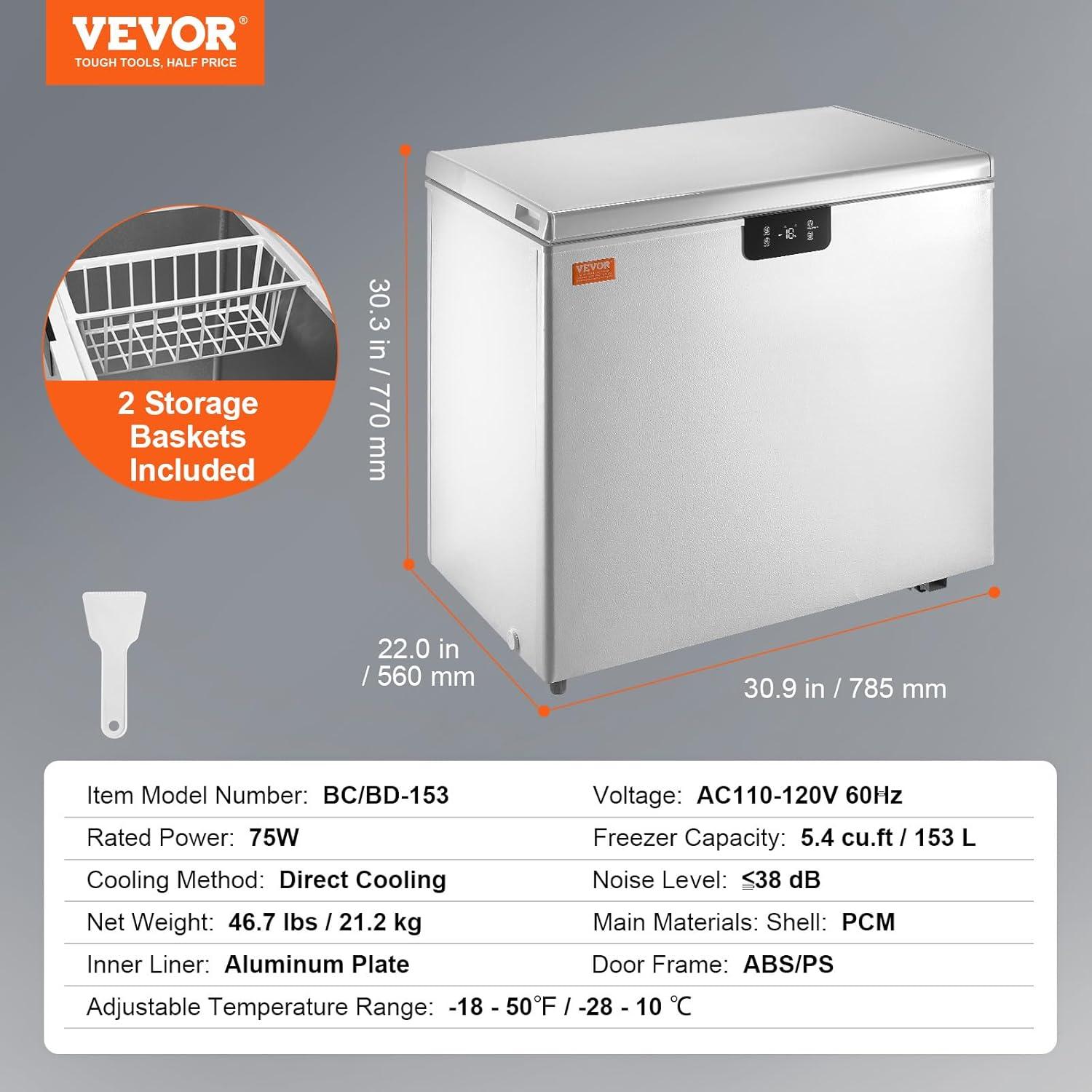 5.4 Cubic Feet Freezer with Adjustable Temperature Controls