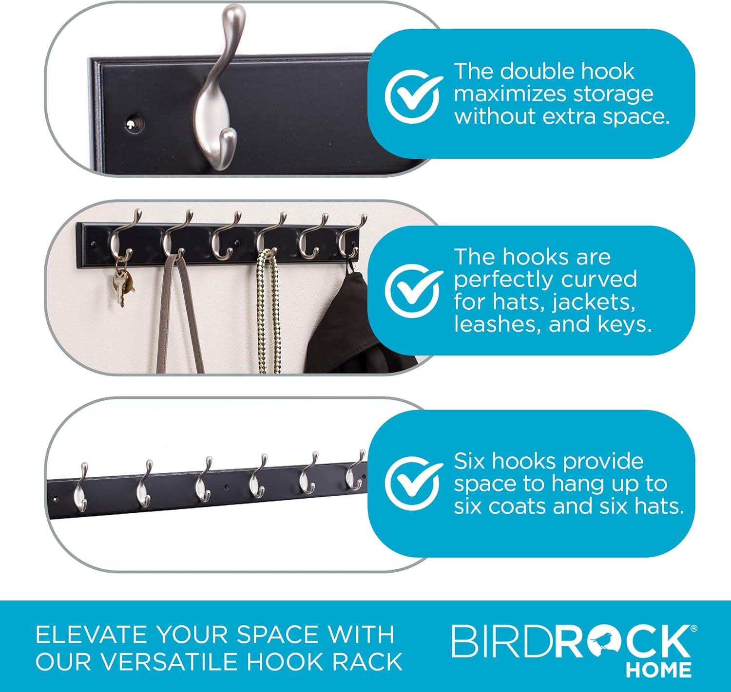 BirdRock Home Oval Hook Coat and Hat Rack - 6 Hooks