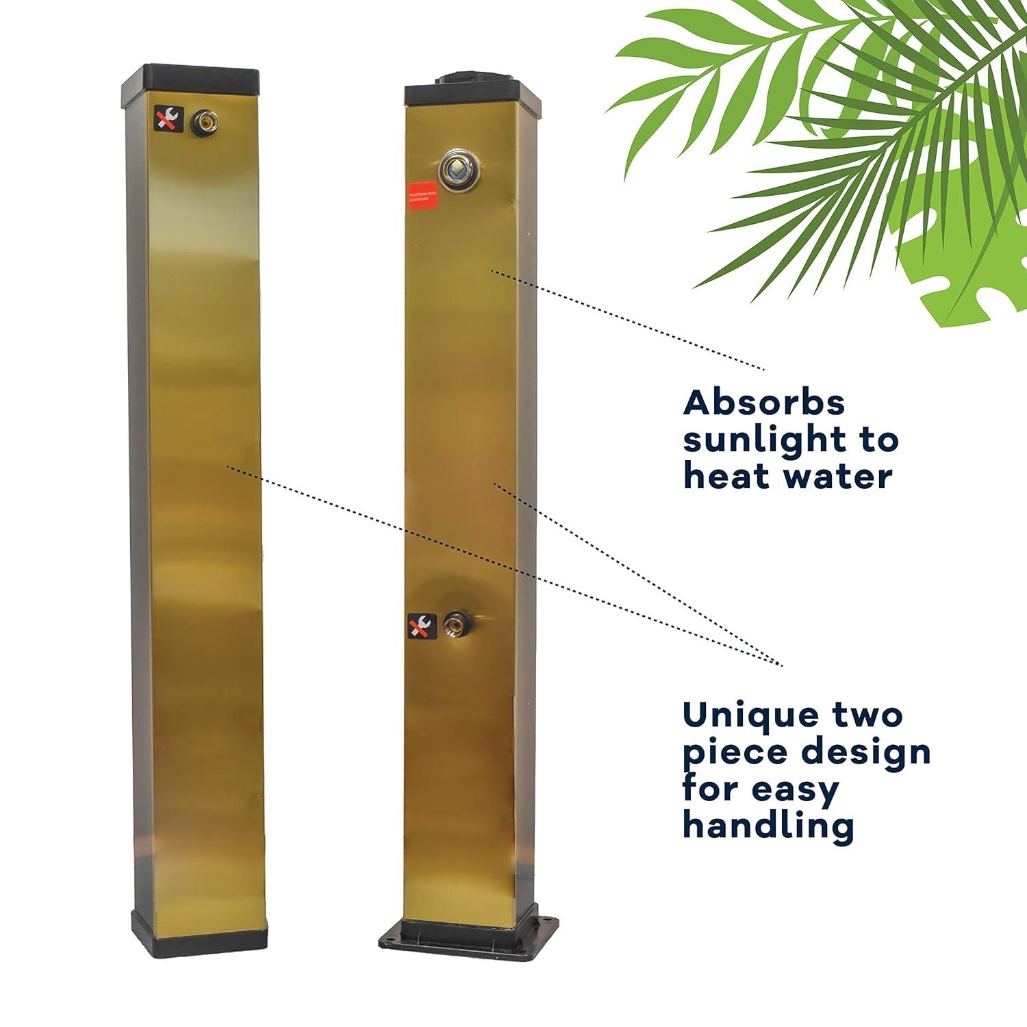 JASODI Luxury Solar Outdoor Shower, Brushed Gold and Black
