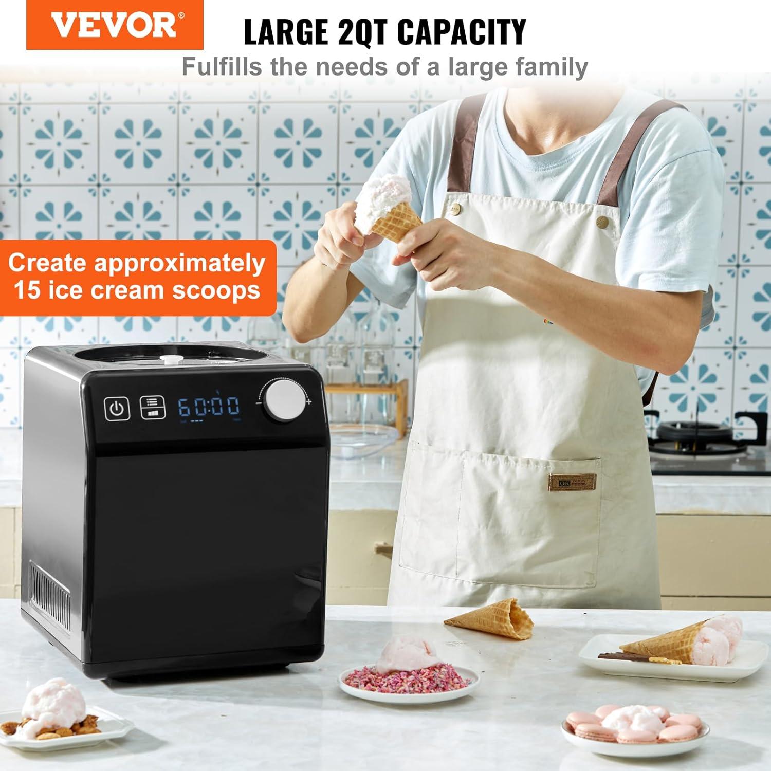 VEVOR 2 Quart Automatic Ice Cream Machine Electric Yogurt Gelato Make Black | Wayfair