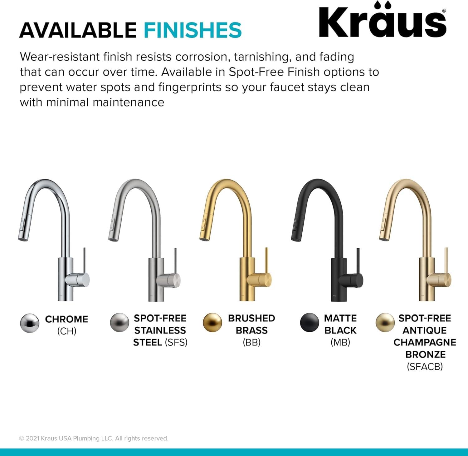 KRAUS Oletto Single Handle Pull Down Kitchen Faucet with QuickDock Top Mount Installation Assembly