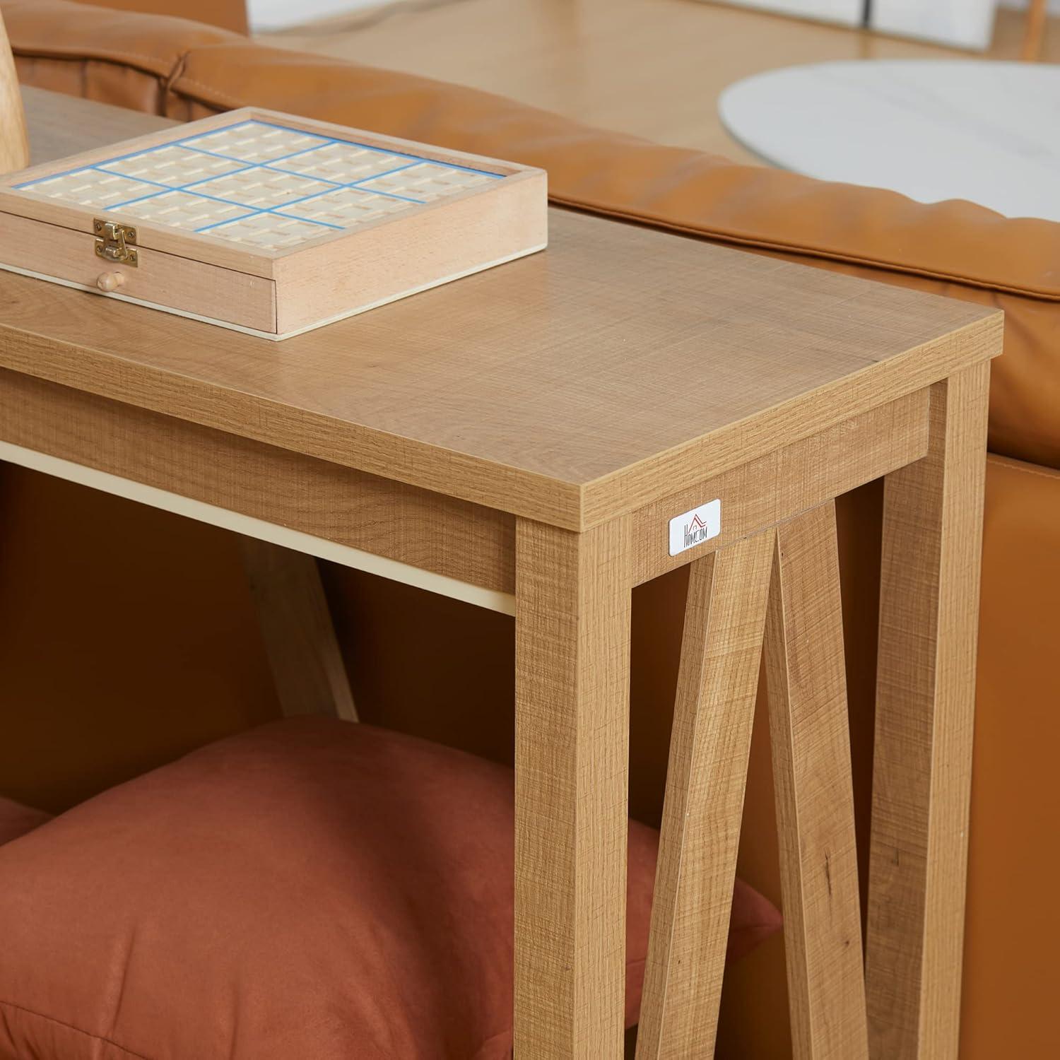 HOMCOM Console Table, Farmhouse Entryway Table with Storage Slatted Shelf, Rustic Sofa Table with Anti-Tipper for Living Room, Hallway, Brown