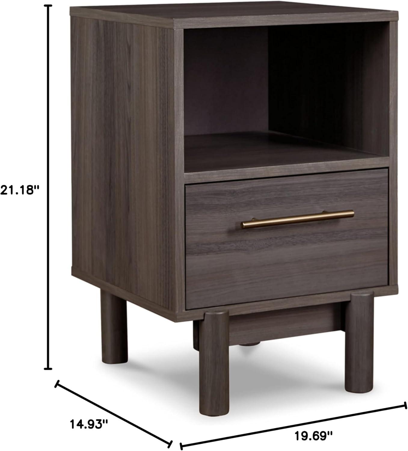 Brymont Nightstand Black/Gray - Signature Design by Ashley: Mid-Century Modern, Storage Drawer, Bedroom Furniture