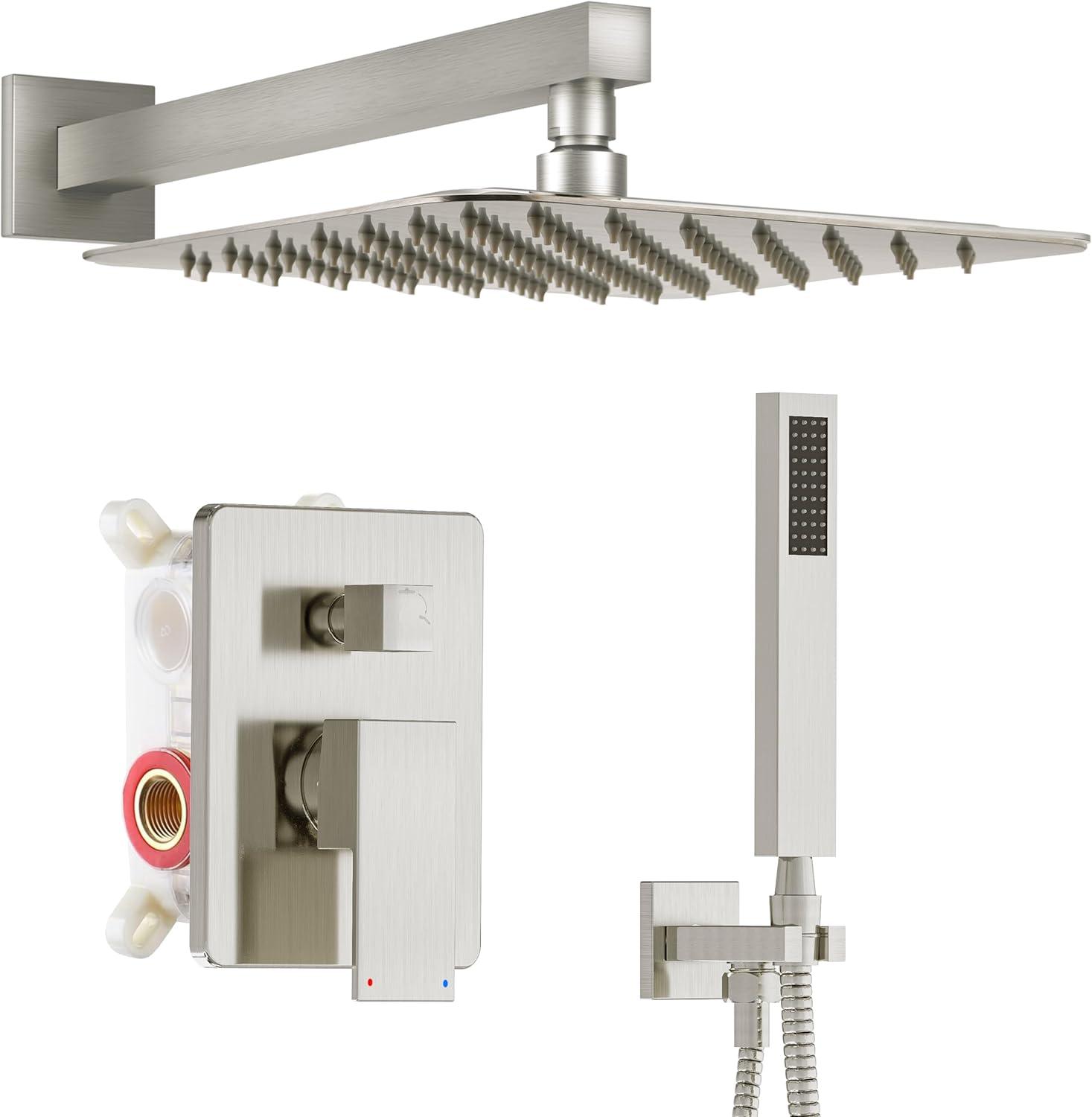 10-Inch Brushed Nickel Wall-Mounted Rain Shower System