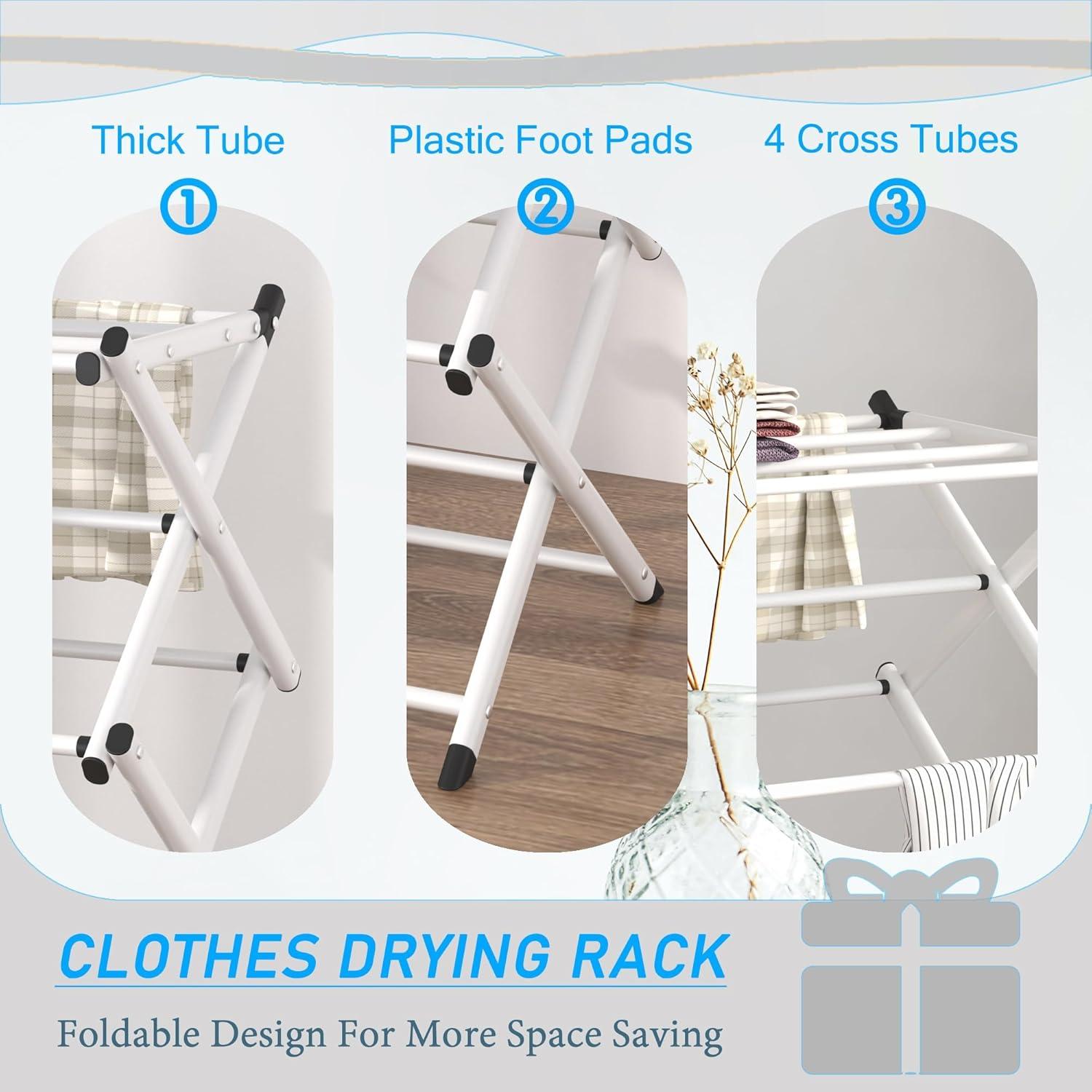 White Steel Folding Accordion Clothes Drying Rack