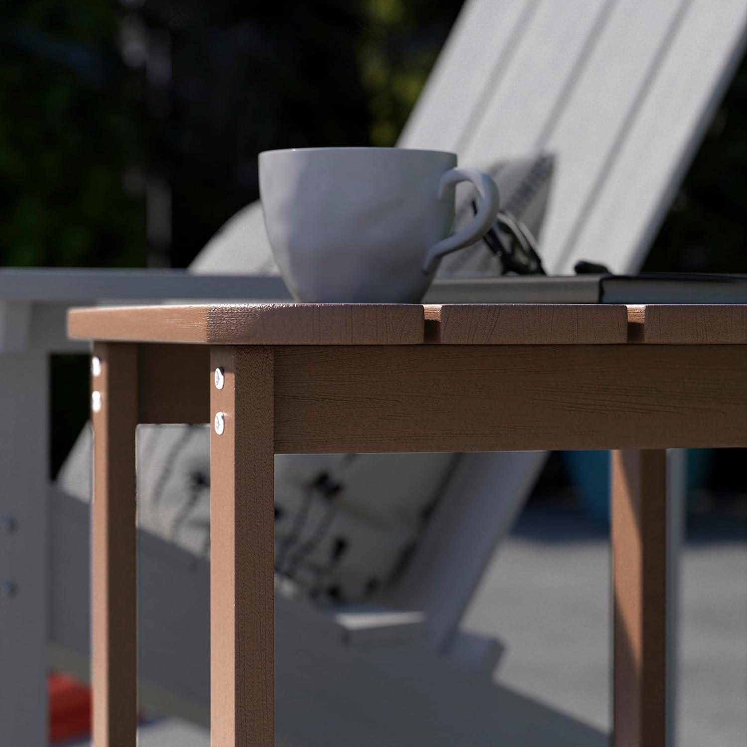 Flash Furniture Charlestown All-Weather Poly Resin Wood Adirondack Side Table in Natural Cedar