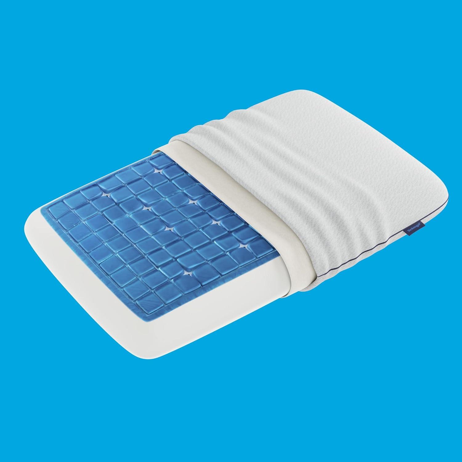 Technogel Deluxe Cooling Gel Pillow – Neck & Shoulder Pain Relief, Odorless Memory Foam, Cool Sleep for Stomach & Back Sleepers, Standard Shape with Washable Cooling Cover (Medium)