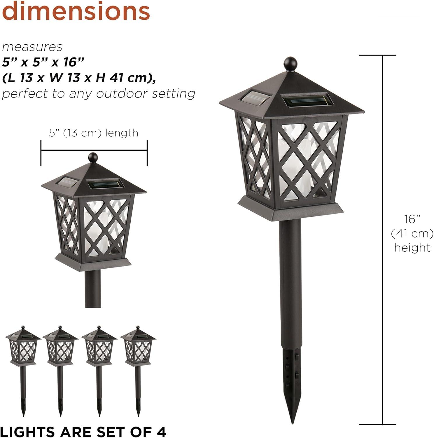 16" Tall Black Solar Powered LED Pathway Light Set