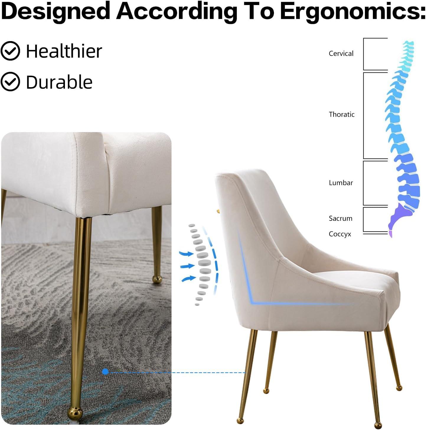 Home Beyond Velvet Upholstered Wing Back Parsons Chair with Golden Plated Legs, Accent Chairs with Contemporary Design for Living Room, Comfortable Armless Padded Chairs, Set of 2, VC-21B, Blue