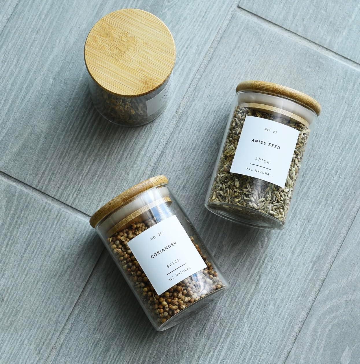 12-Piece Clear Glass Spice Jars with Bamboo Lids