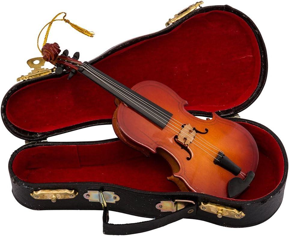 Kurt Adler 5.5" Wood Violin Ornament with Leather Case