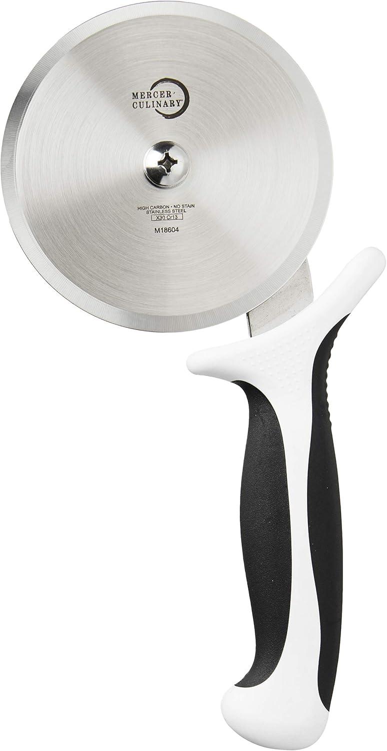 4-Inch High Carbon Steel Pizza Cutter with White Handle